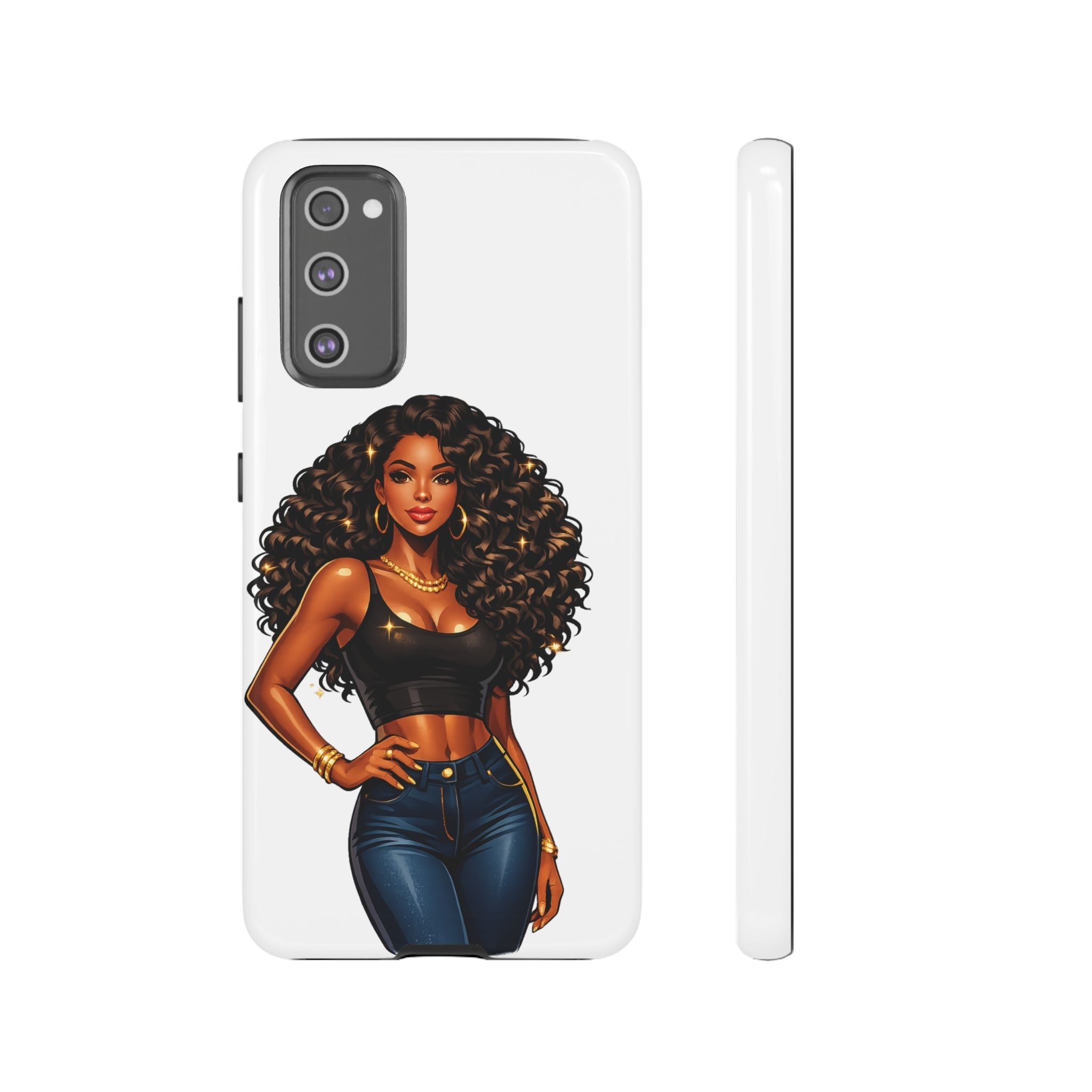 Pretty Rich Bitch by PRB Curly Hair Phone Case by Power Runs Black