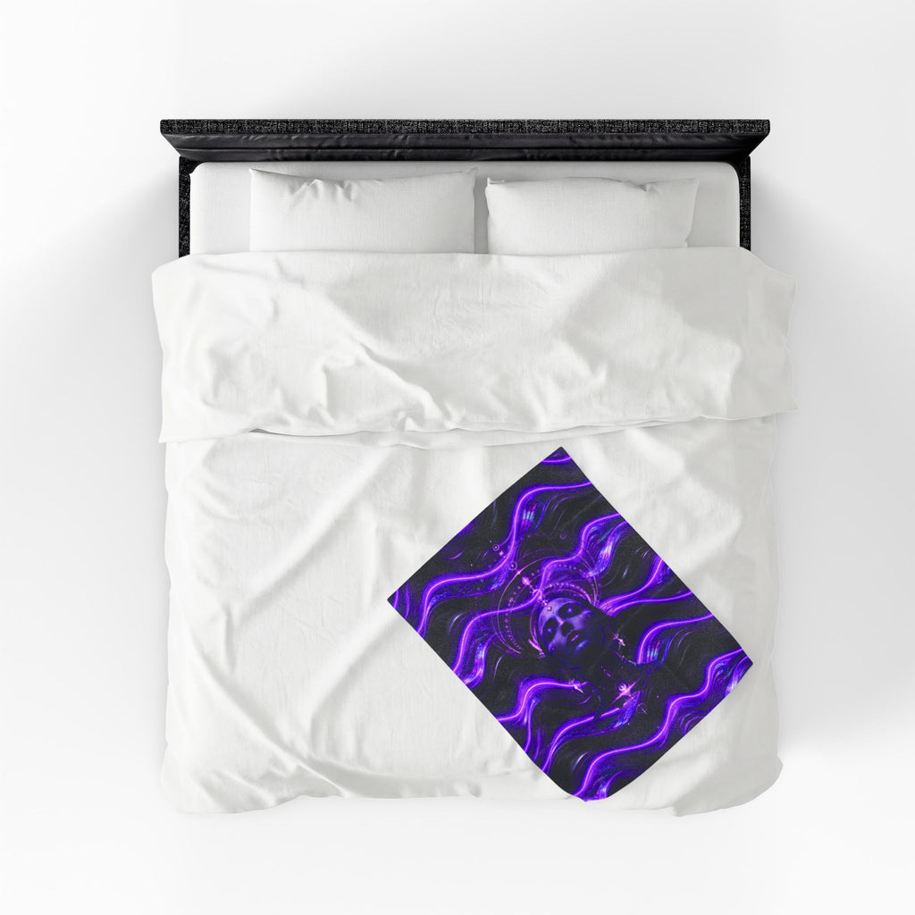 Power Runs Black Mystic Violet Aura Velveteen Plush Blanket by Power Runs Black