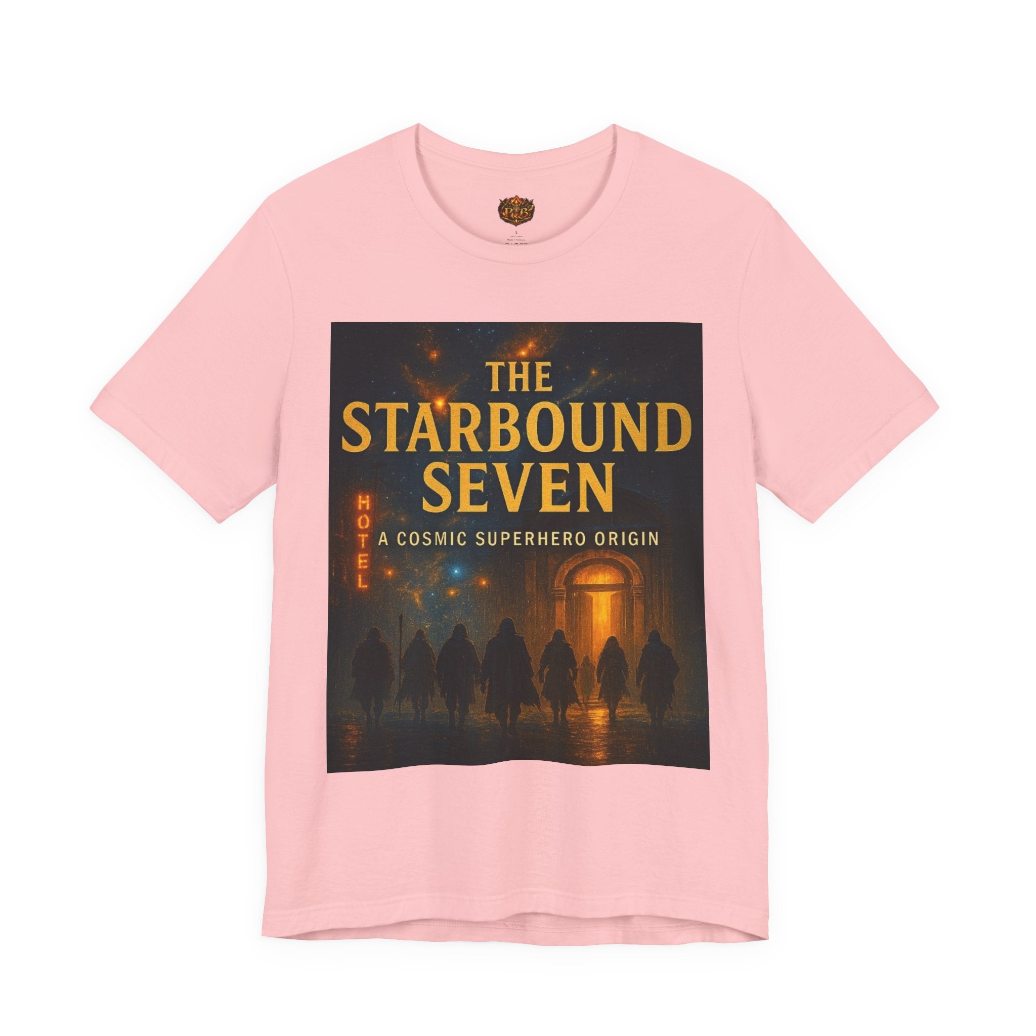 Power Runs Black PRB The Starbound Seven Tee – Retro Cosmic Superhero Poster Shirt by Power Runs Black