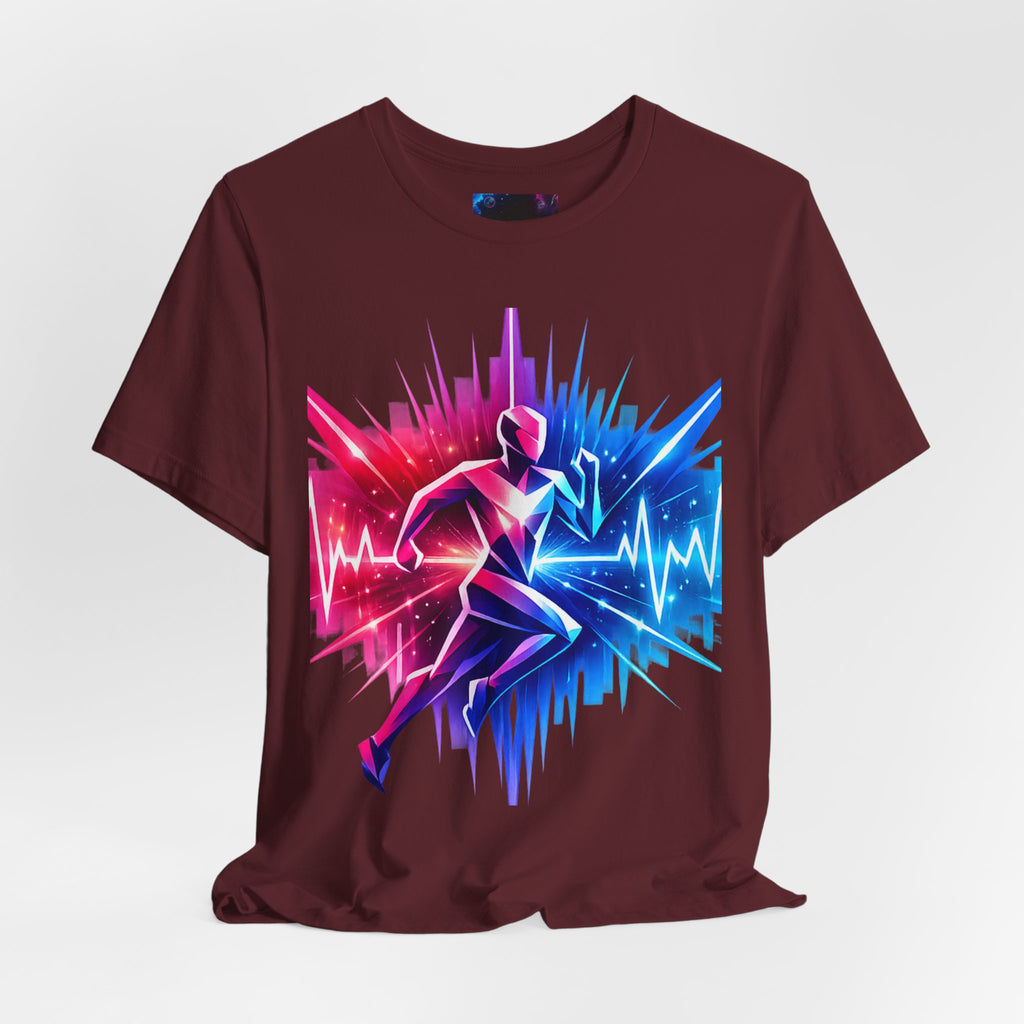 Power Runs Black PRB Running Pulse Graphic Tee — Neon Runner Heartbeat Sports T‑Shirt by Power Runs Black