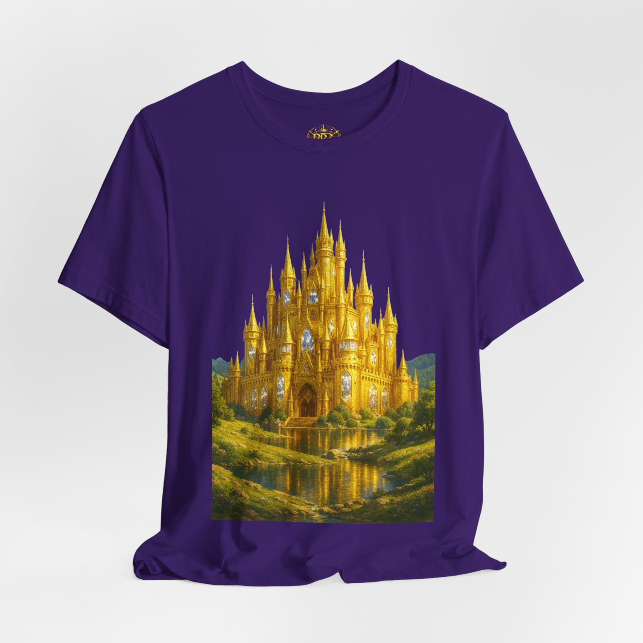 PRB Golden Fantasy Castle Tee | Magical Kingdom Illustration, Fairytale Scene by Power Runs Black