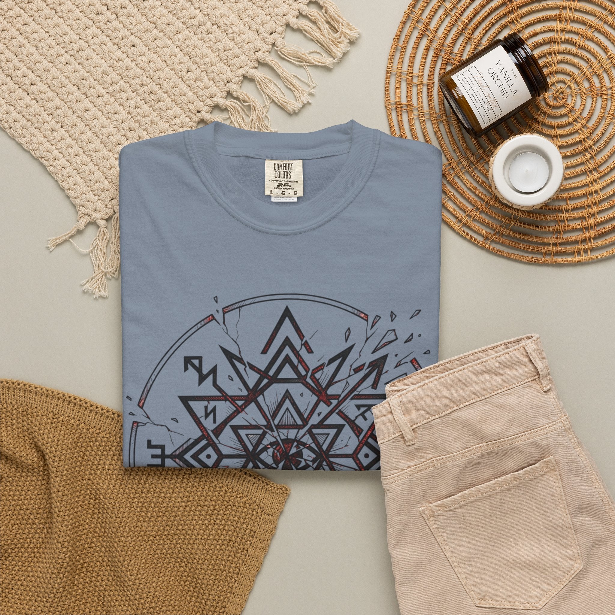 Power Runs Black PRB Eryx Tal Geometric Mandala T-Shirt — Symmetric Star Graphic Tee by Printify