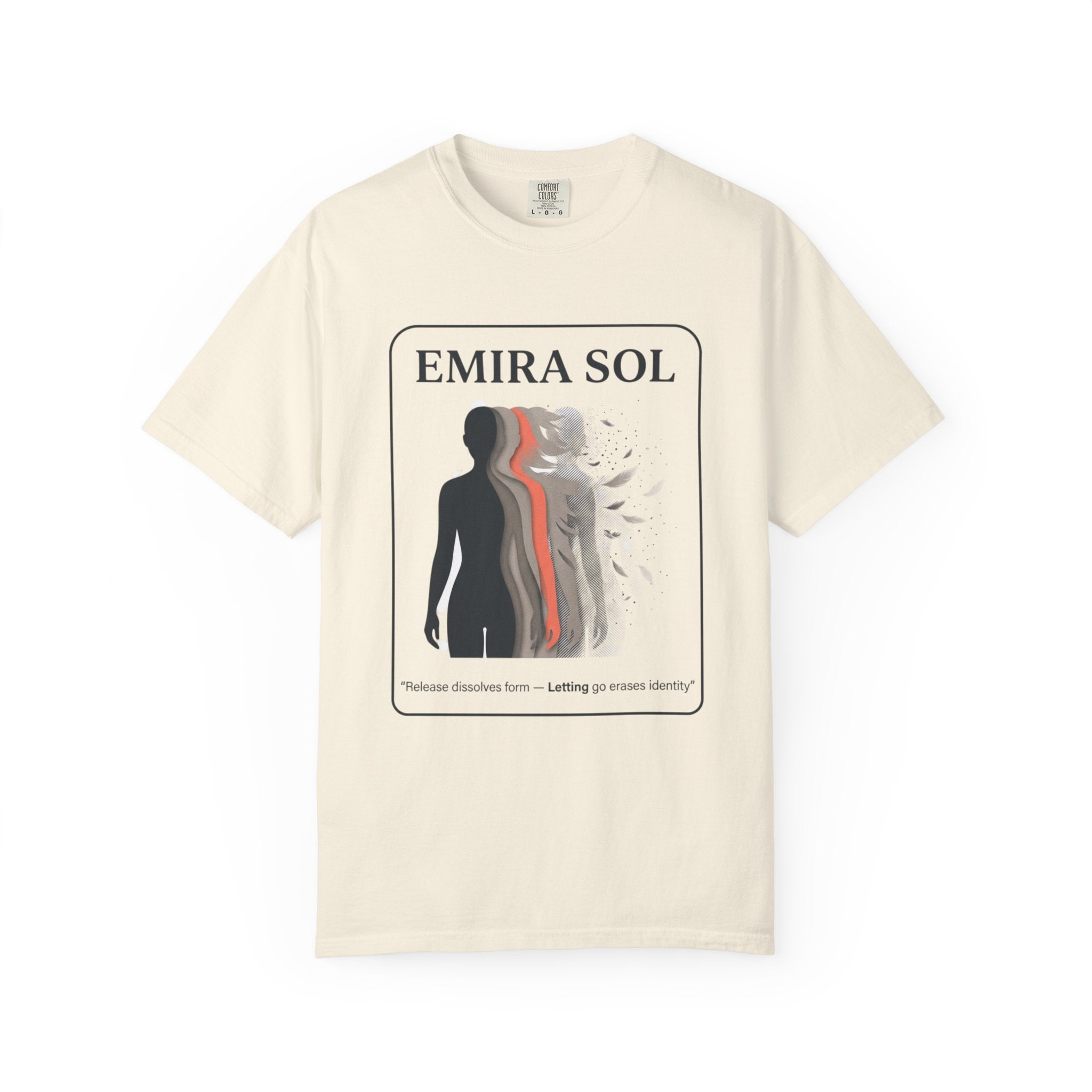 Power Runs Black PRB Emira Sol Graphic T-Shirt — Silhouette Art "Release Shadows" Tee by Printify
