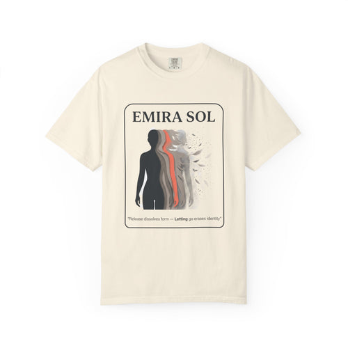 Power Runs Black PRB Emira Sol Graphic T-Shirt — Silhouette Art "Release Shadows" Tee by Printify