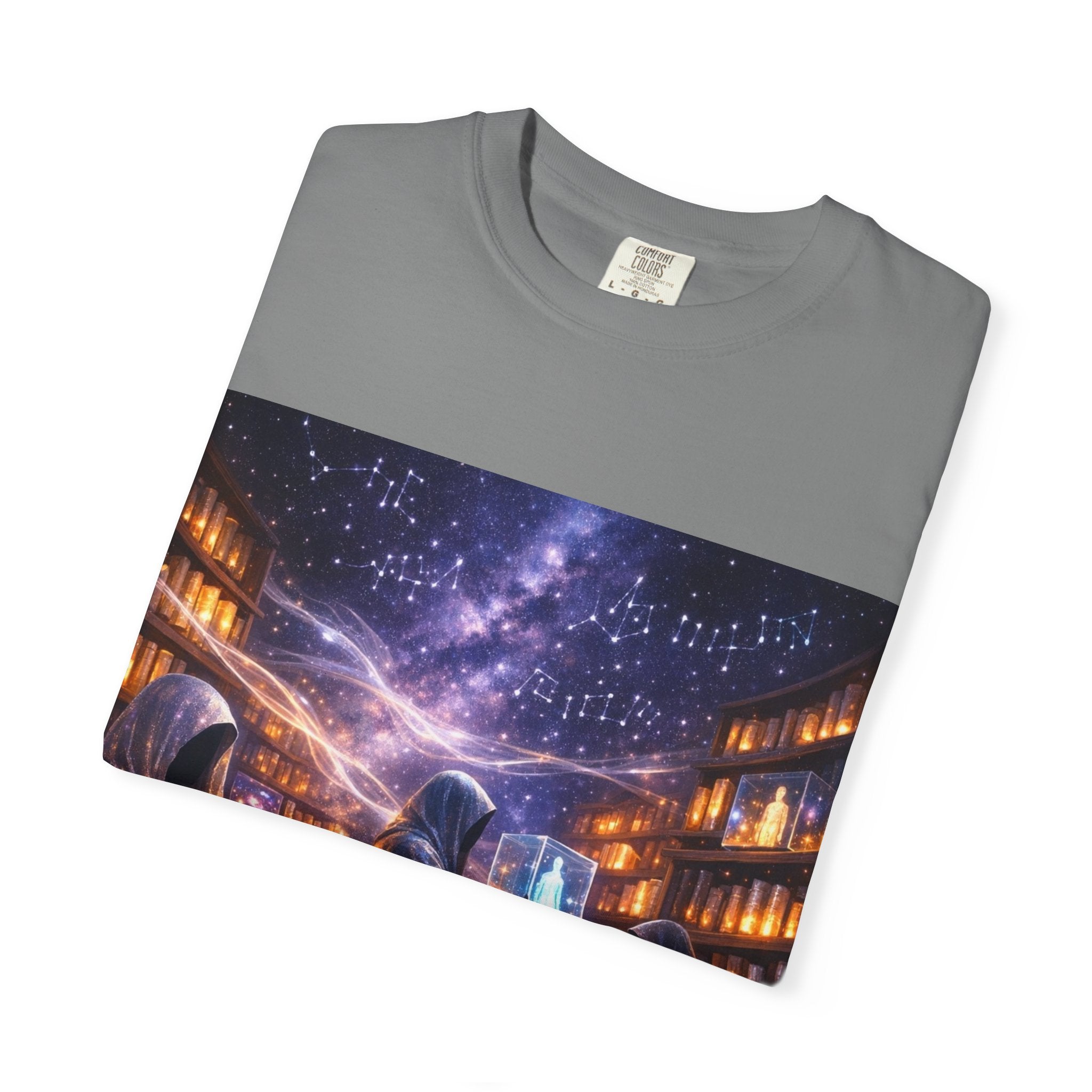 PRB Mystic Library Wizards T-Shirt — Cosmic Sorcerer Art Tee by Power Runs Black