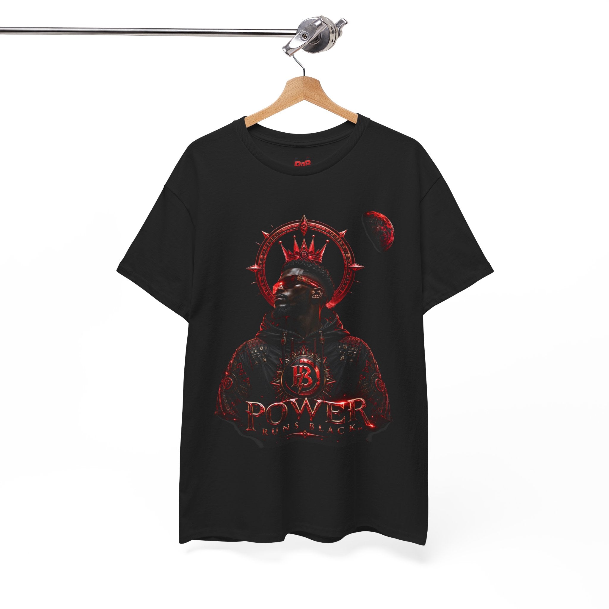 Power Runs Black Red Angel Graphics Tee by Printify