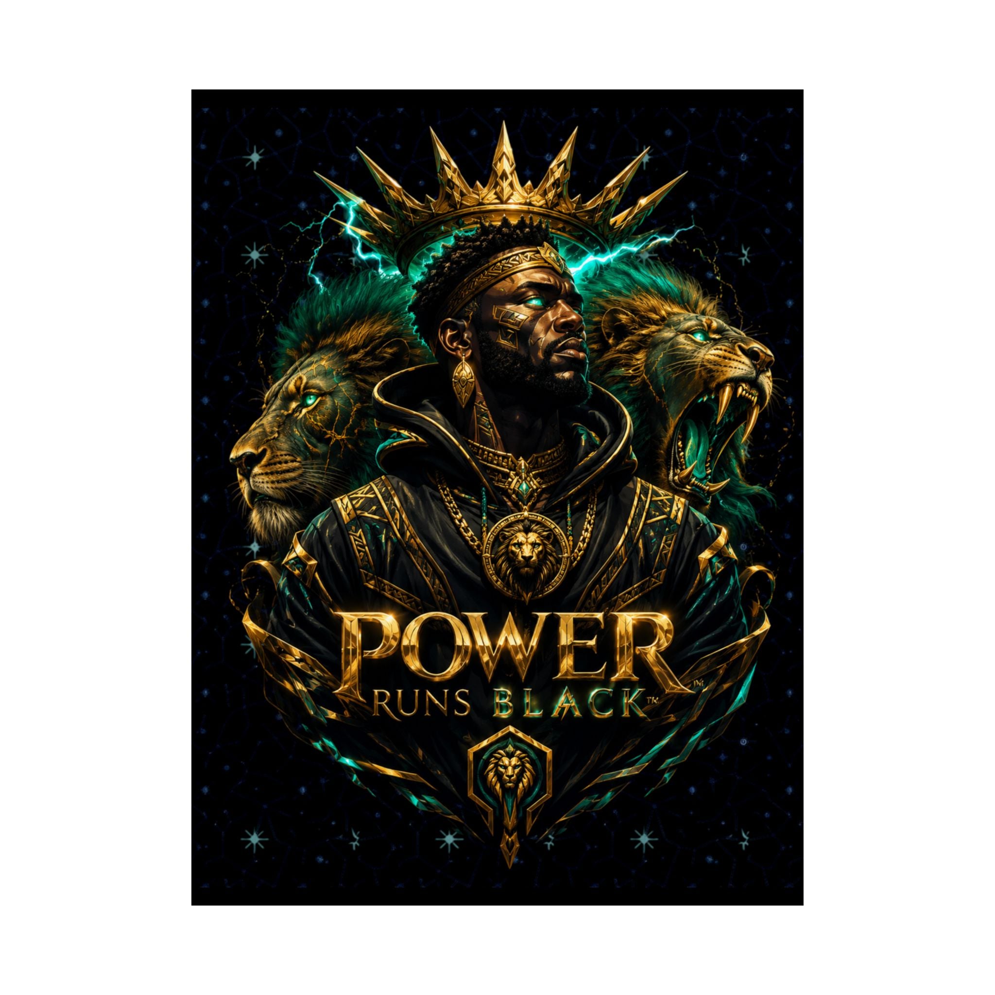 Power Runs Black Poster — Regal Black King Art Matte Vertical Print by Power Runs Black