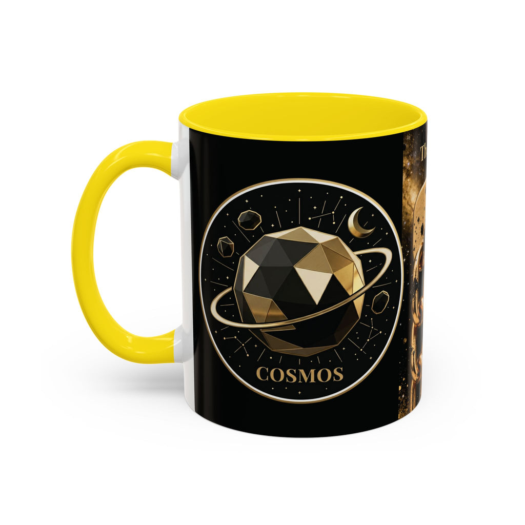 PRB Gold Cosmos Design Accent Coffee Mug | The Break, Planet Illustration by Printify