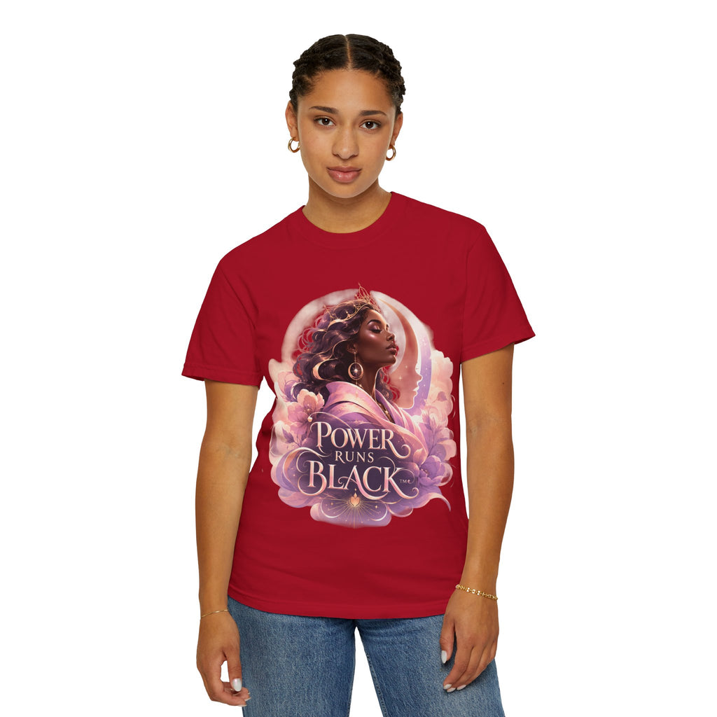 Power Runs Black graphic tee | Black woman portrait, Afro empowerment shirt by Power Runs Black