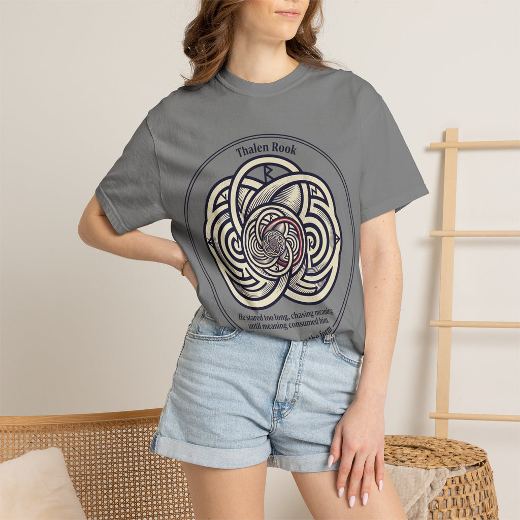 Power Runs Black PRB Thalen Rook Celtic Knot Graphic T-Shirt — "He stared too long..." Quote Tee by Power Runs Black