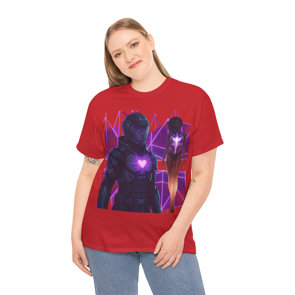 Power Run Black PRB Pretty Rich Bitch The Collection Purple Heart Cyberpunk Knight T-Shirt | Futuristic Armor Sci‑Fi Tee by Printify