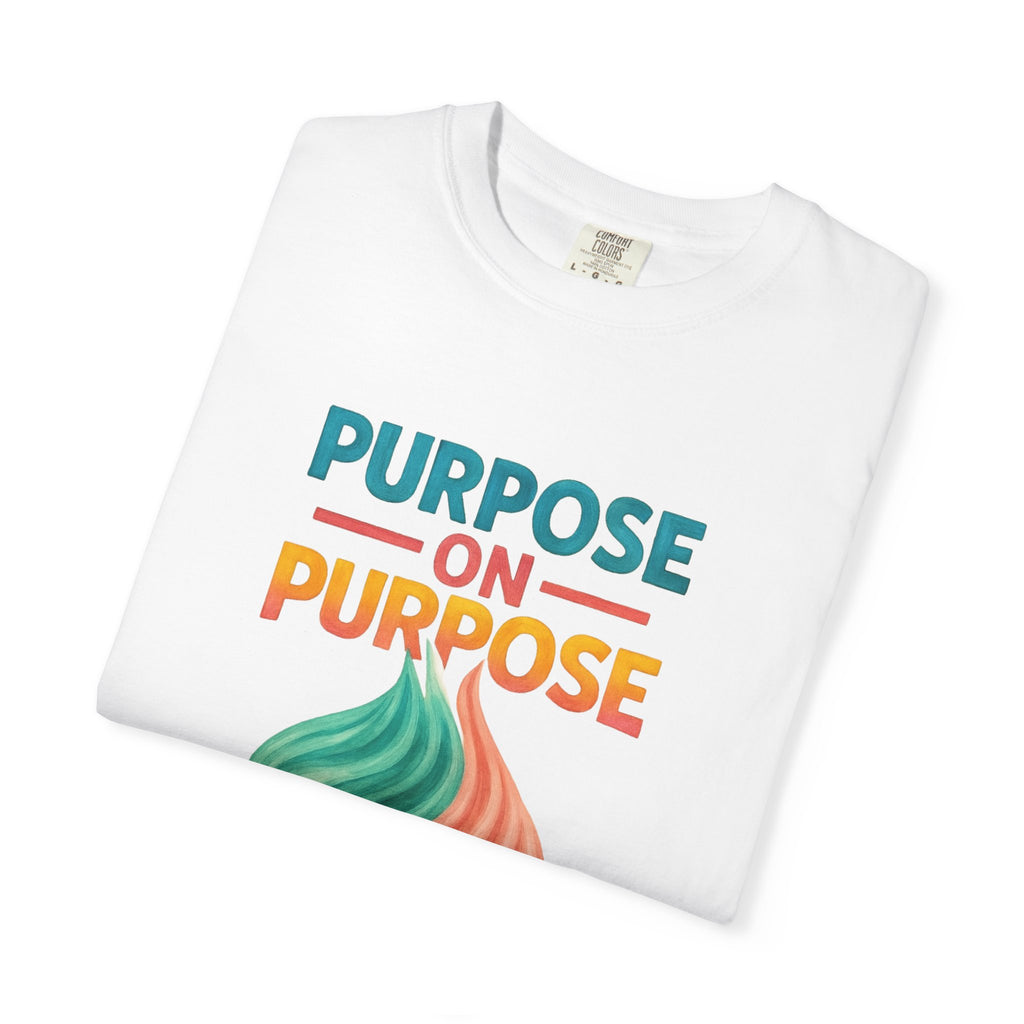 PRB Purpose On Purpose T-Shirt — Inspirational Graphic Tee with Abstract Wave Design by Power Runs Black
