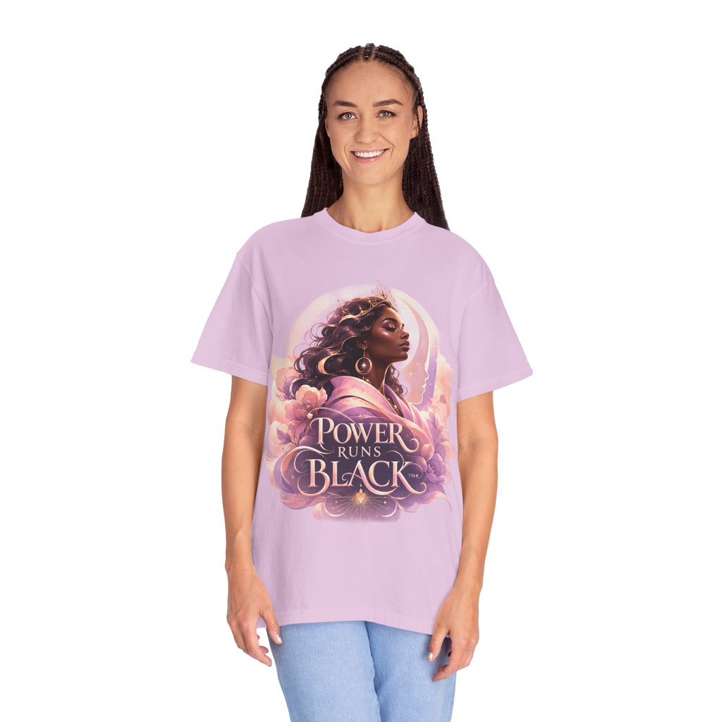 Power Runs Black graphic tee | Black woman portrait, Afro empowerment shirt by Power Runs Black