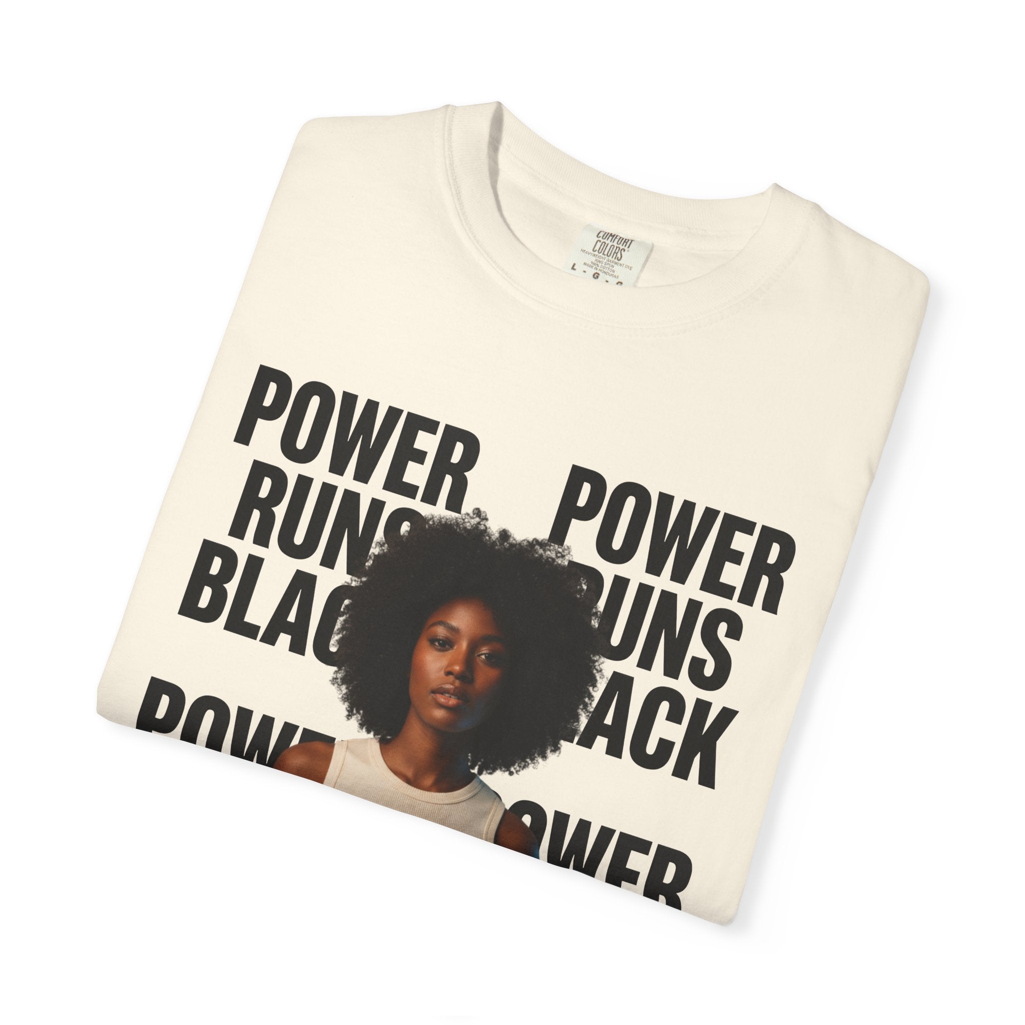 Power Runs Black PRB Power Runs Black T-Shirt — Empowerment Portrait Tee by Printify
