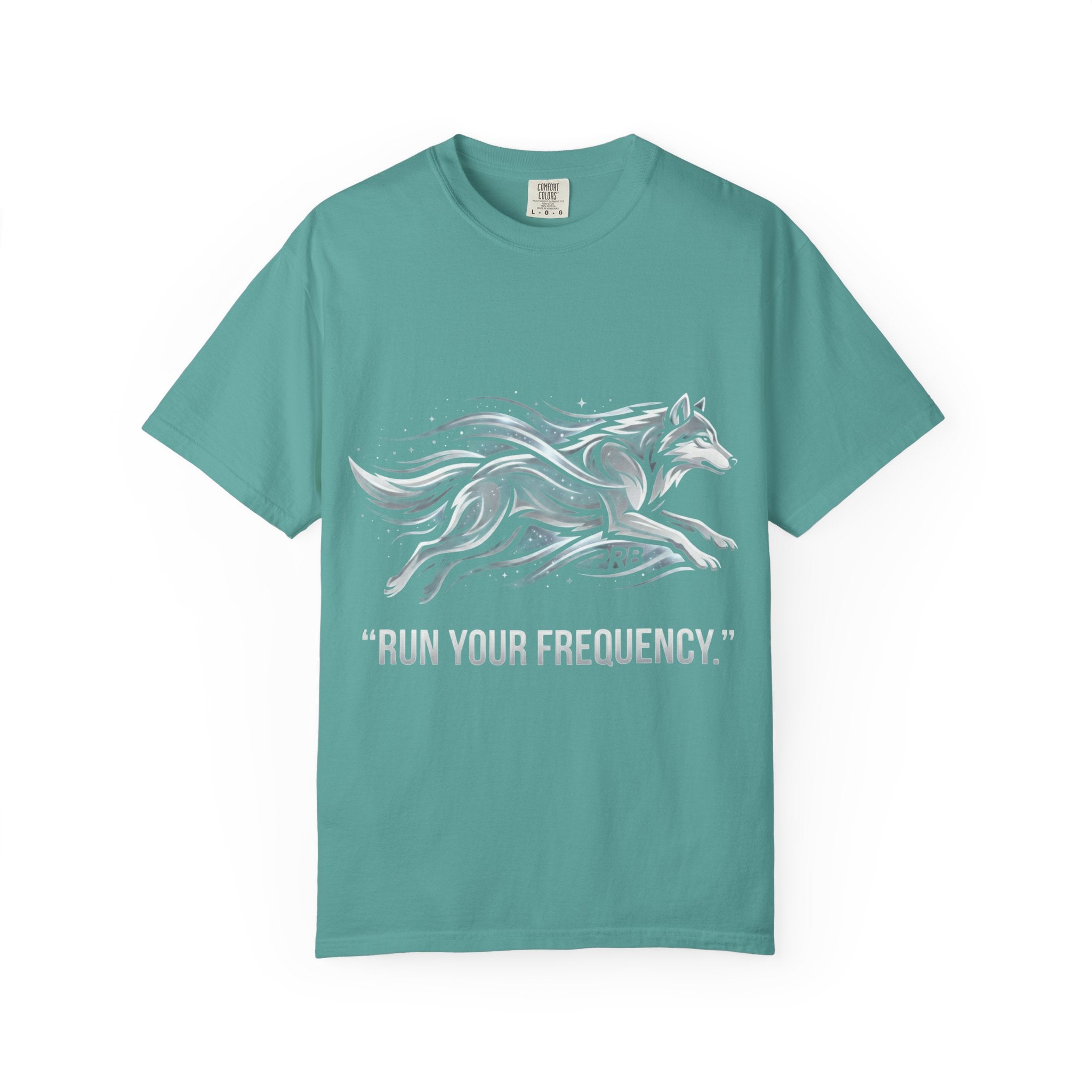 Wolf Graphic T-Shirt — 'Run Your Frequency' Motivational Tee by Printify