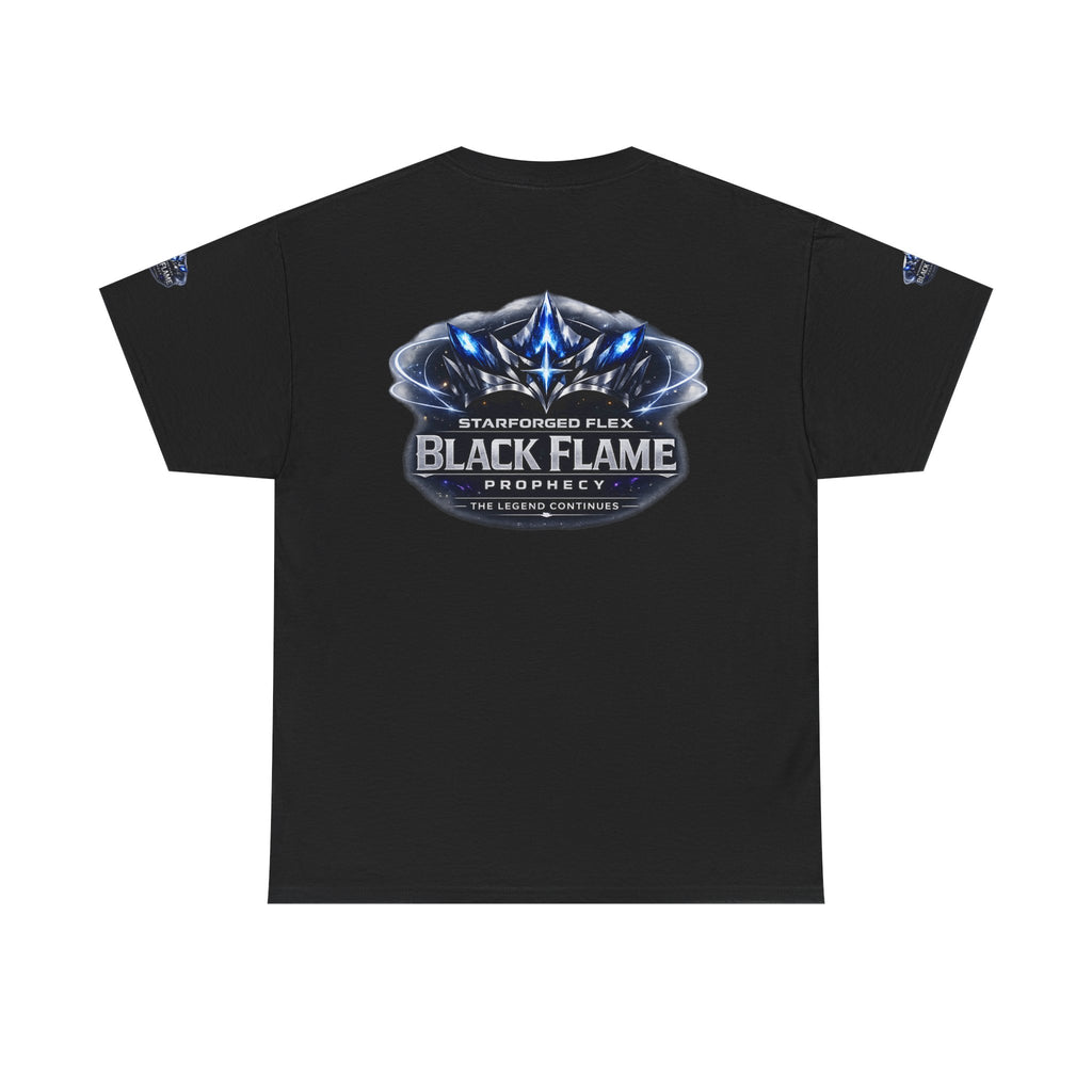 Black Flame Prophecy Graphic Tee — Dark Fantasy Sci-Fi T-Shirt | Power Runs Black by Printify