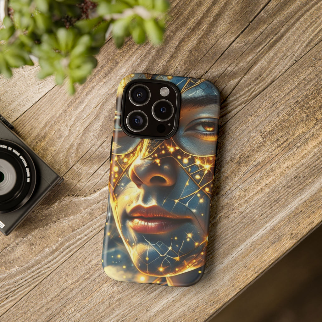 PRB Galactic Portrait Tough Case | Cosmic Face Phone Case, Starry Nebula Design by Power Runs Black