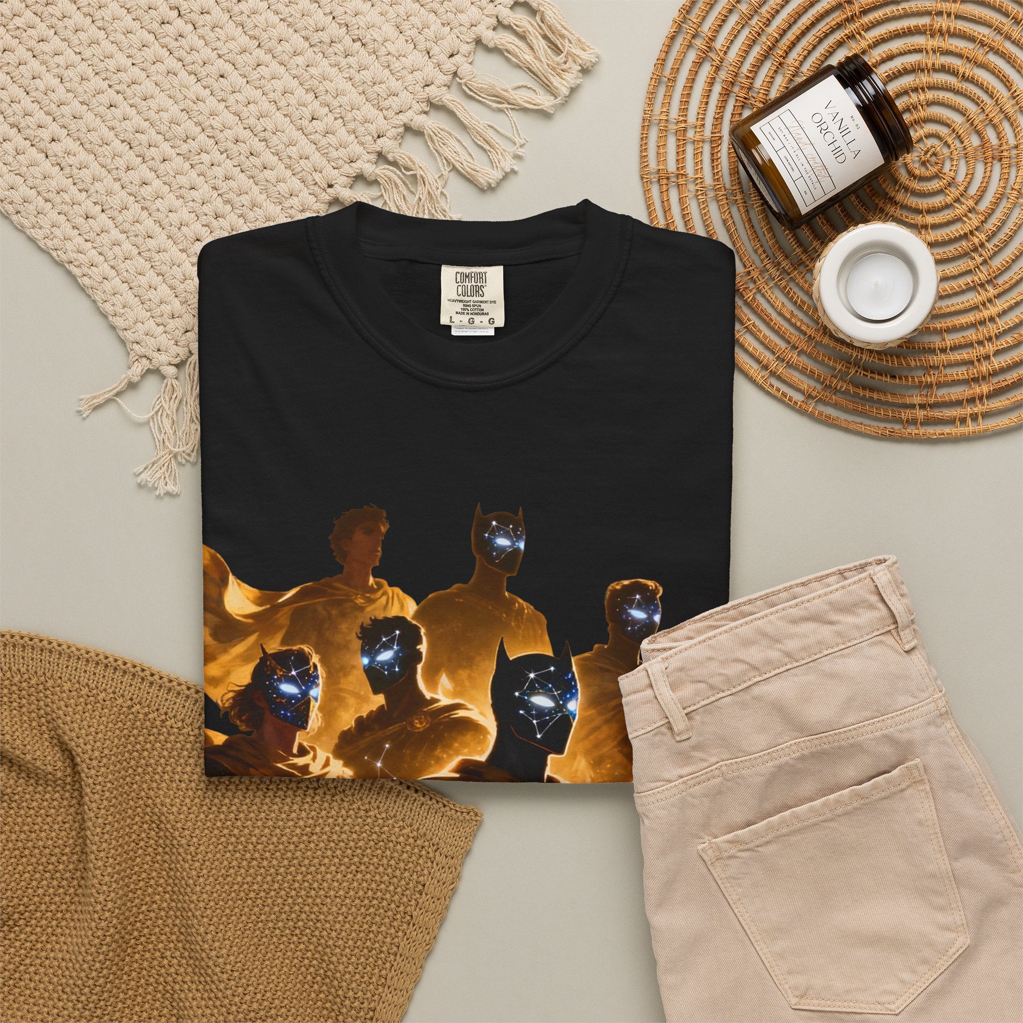 PRB Cosmic Heroes Graphic Tee (Golden Cloaks & Starry Faces) by Power Runs Black