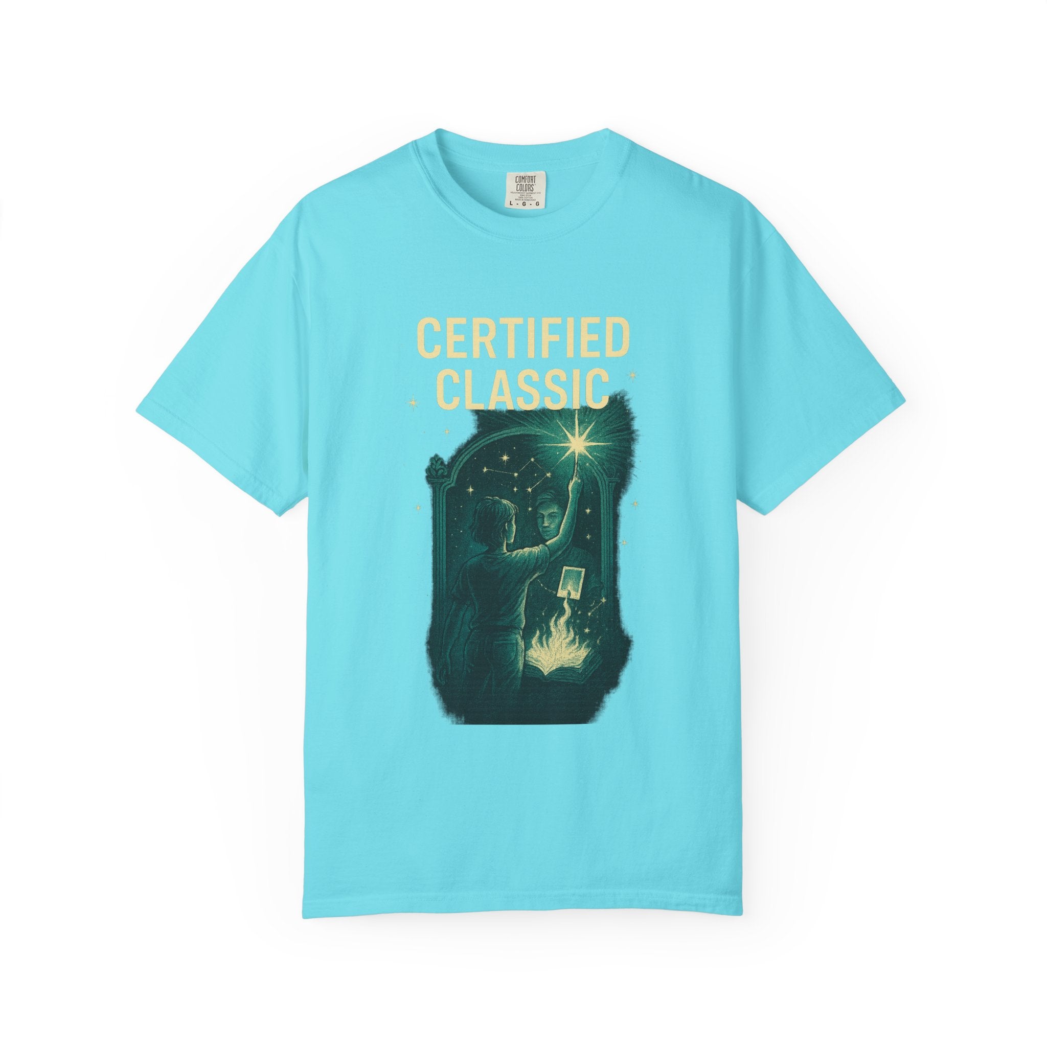 PRB Certified Classic illustration T-shirt | vintage camping, night sky, campfire by Power Runs Black