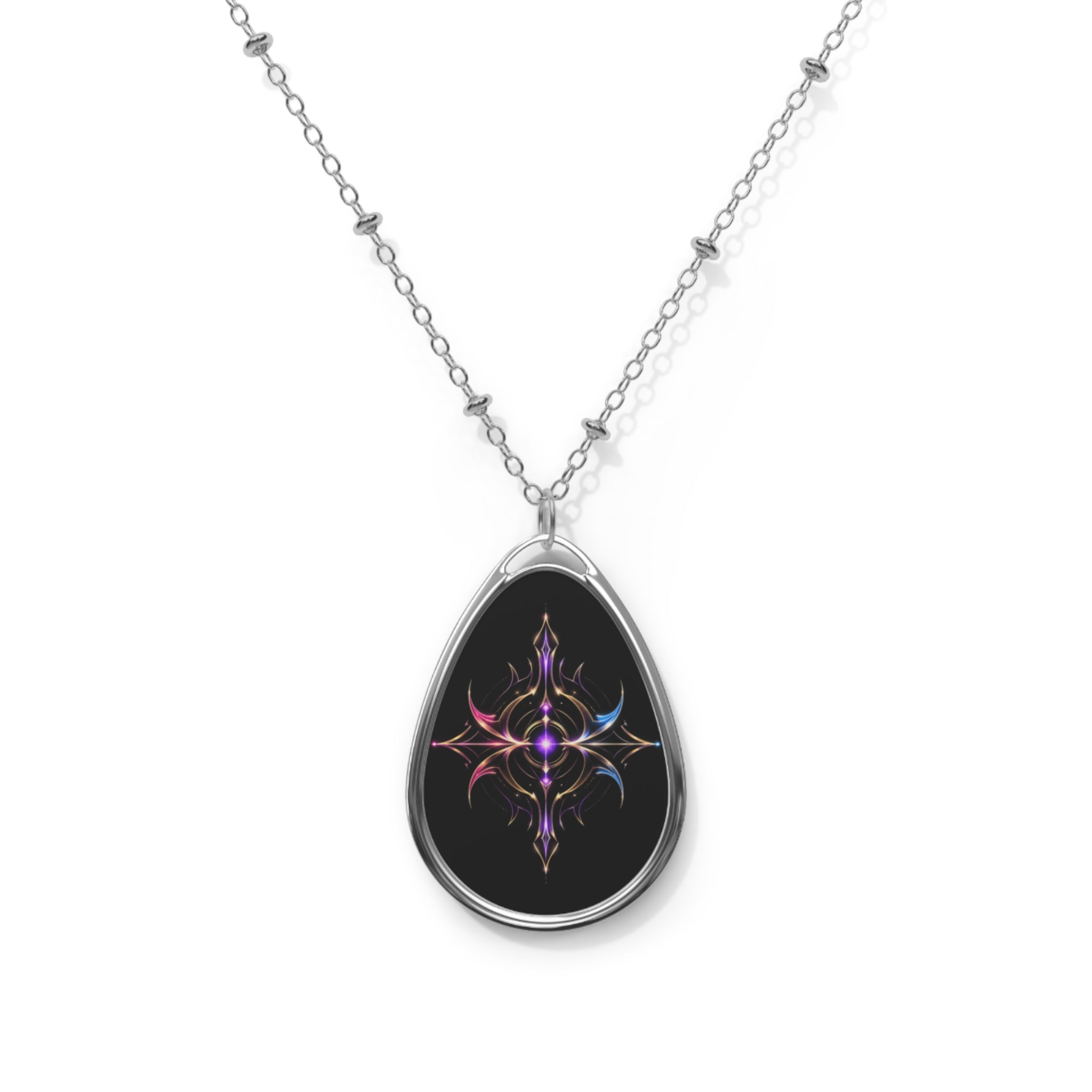 Power Runs Black PRB Pretty Rich Bitch The Collection Mystic Star Oval Necklace – Iridescent Celestial Pendant by Power Runs Black