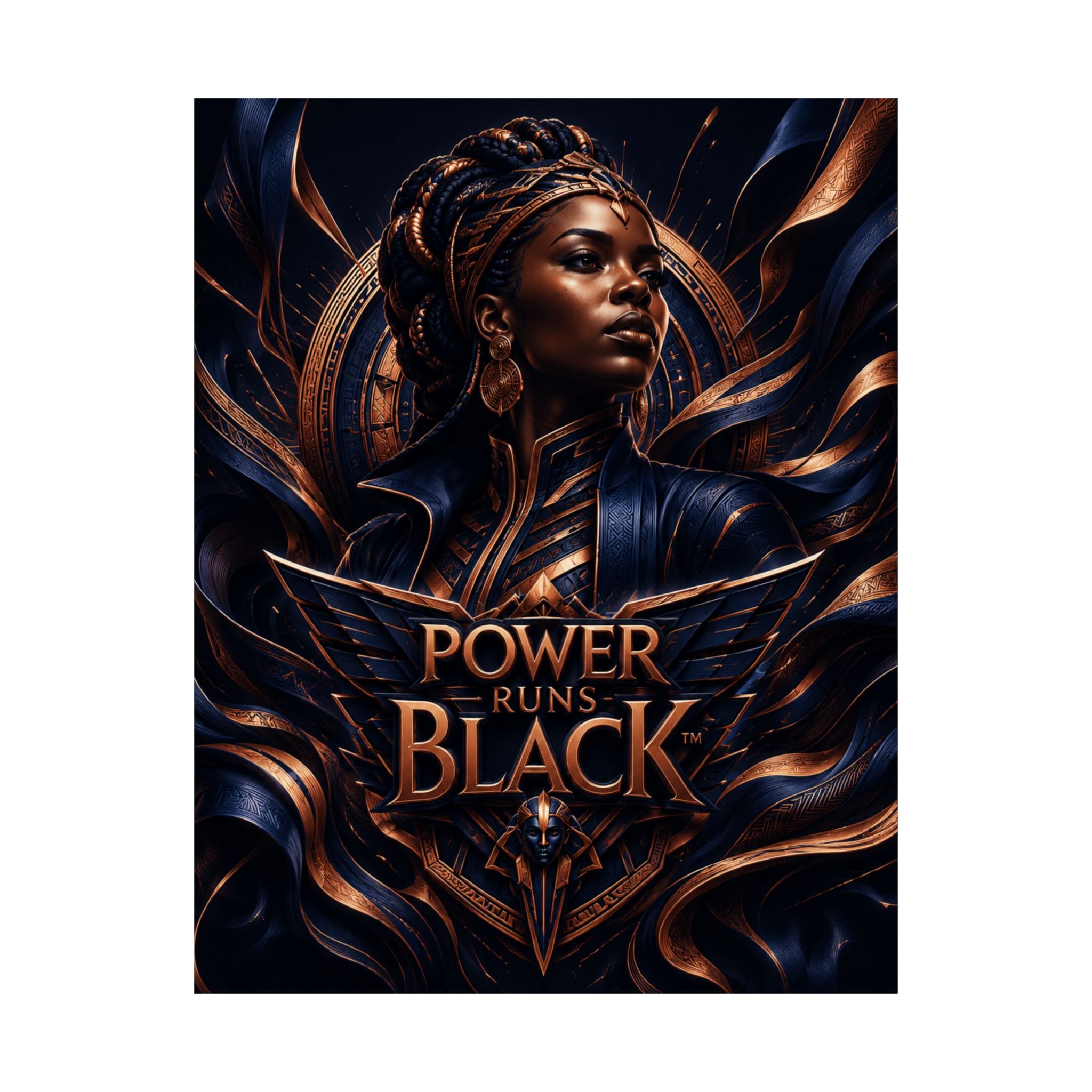 Power Runs Black Matte Poster — Afrocentric Inspirational Wall Art by Power Runs Black