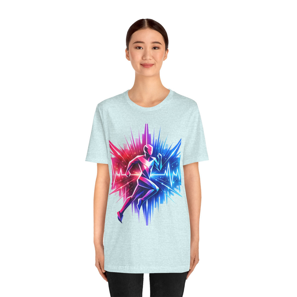 Power Runs Black PRB Running Pulse Graphic Tee — Neon Runner Heartbeat Sports T‑Shirt by Power Runs Black