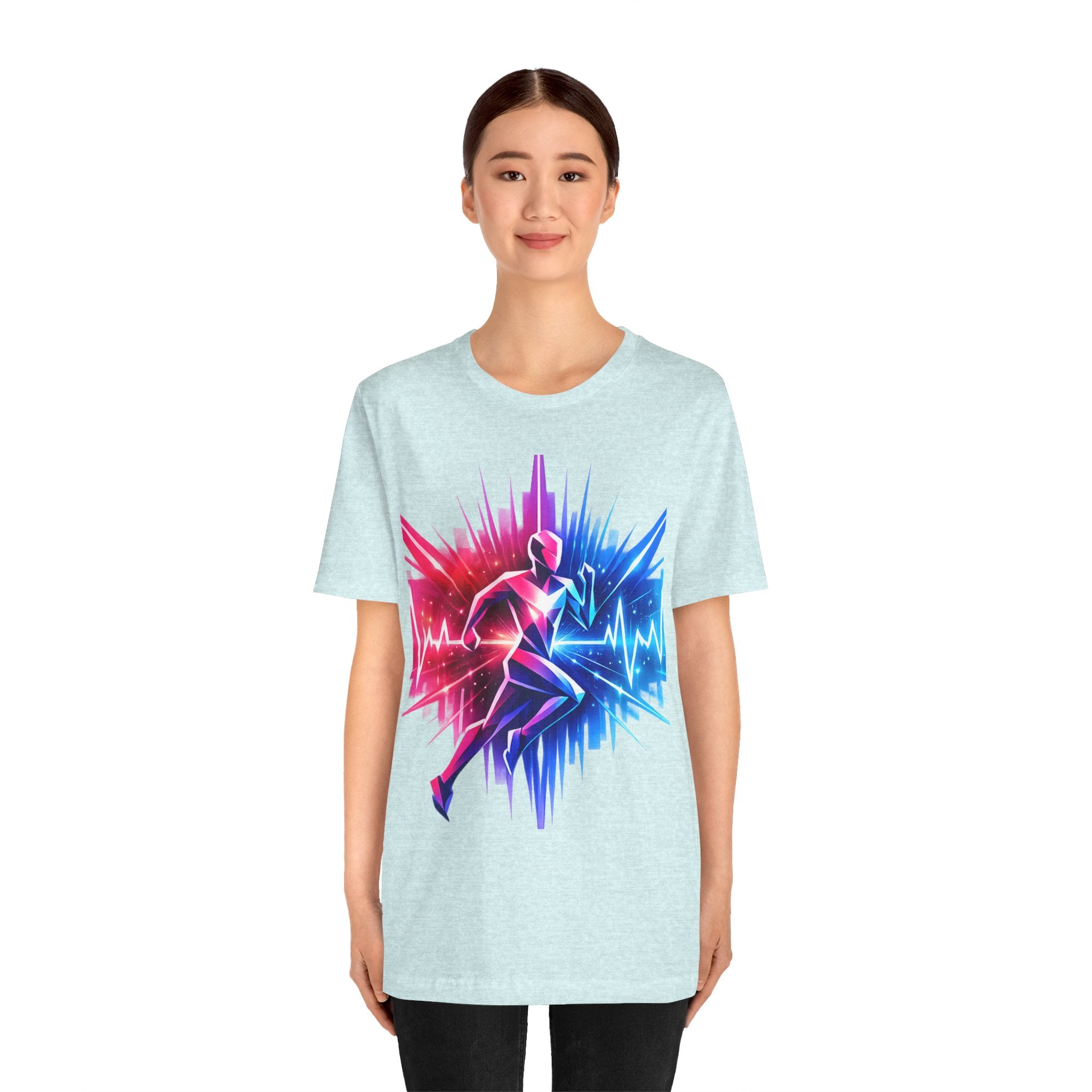 Power Runs Black PRB Running Pulse Graphic Tee — Neon Runner Heartbeat Sports T‑Shirt by Power Runs Black