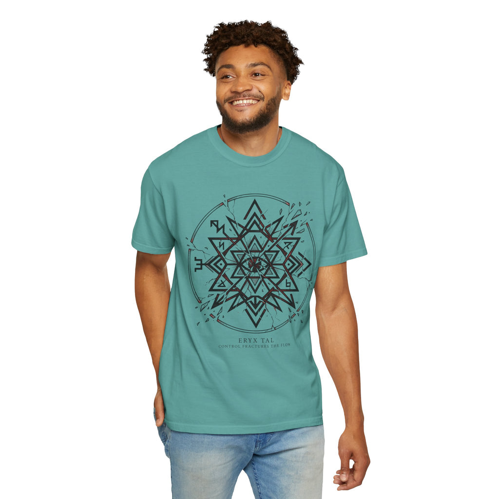 Power Runs Black PRB Eryx Tal Geometric Mandala T-Shirt — Symmetric Star Graphic Tee by Power Runs Black