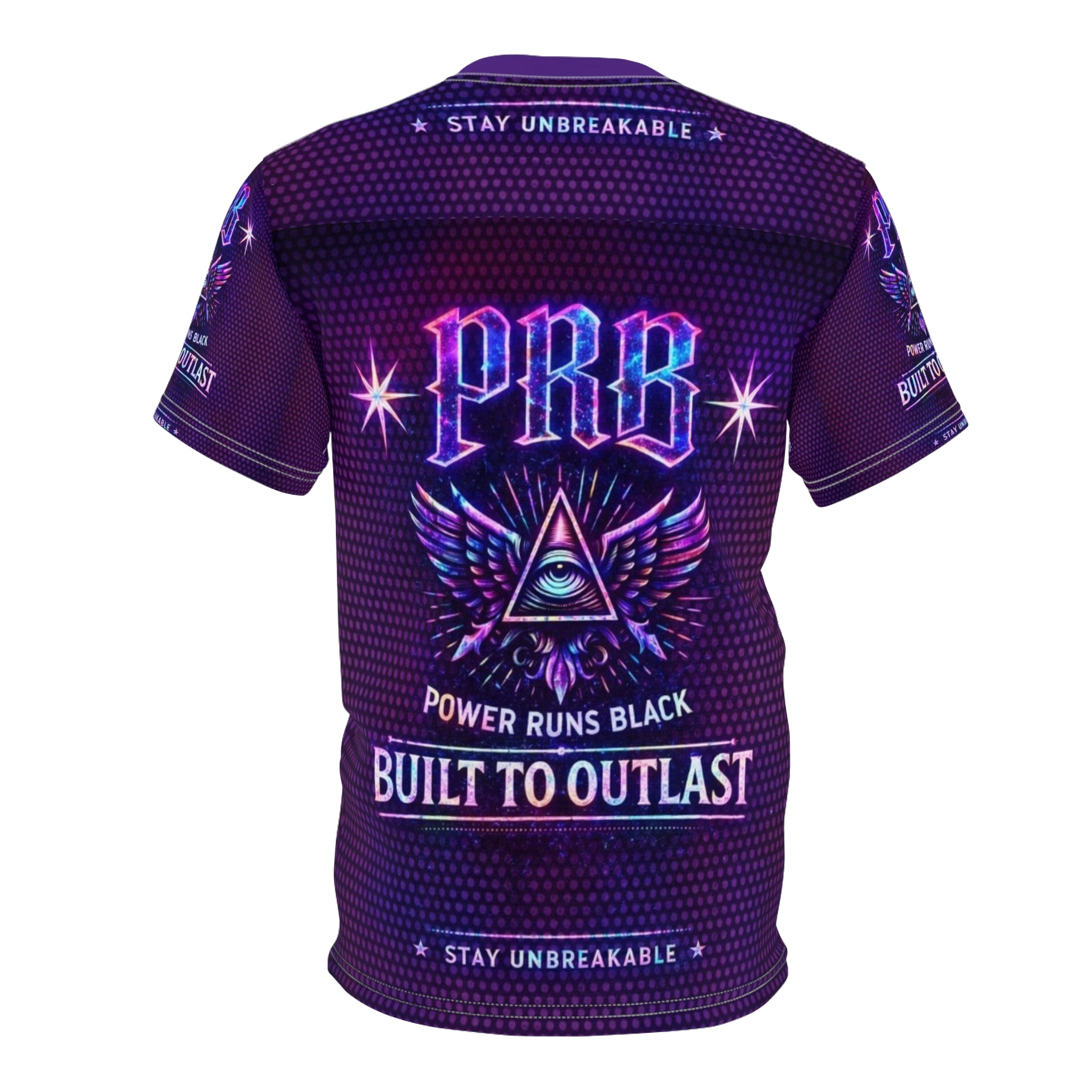 PRB Built to Outlast PRB Graphic Tee — Power Runs Black All-Over Print by Printify