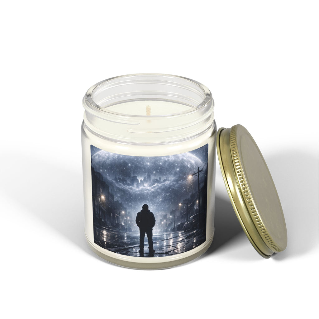 PRB Lone Figure Under Moonlight Candle | Coconut Apricot Wax Jar by Power Runs Black