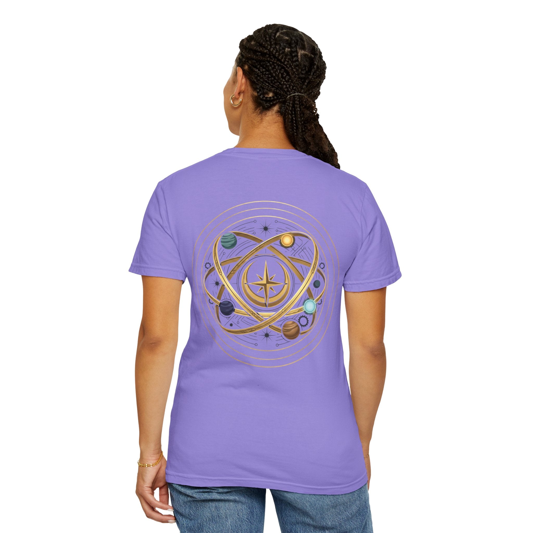 PRB Crown & Cosmos Graphic T-Shirt | Gold Royal Crest & Celestial Back by Printify
