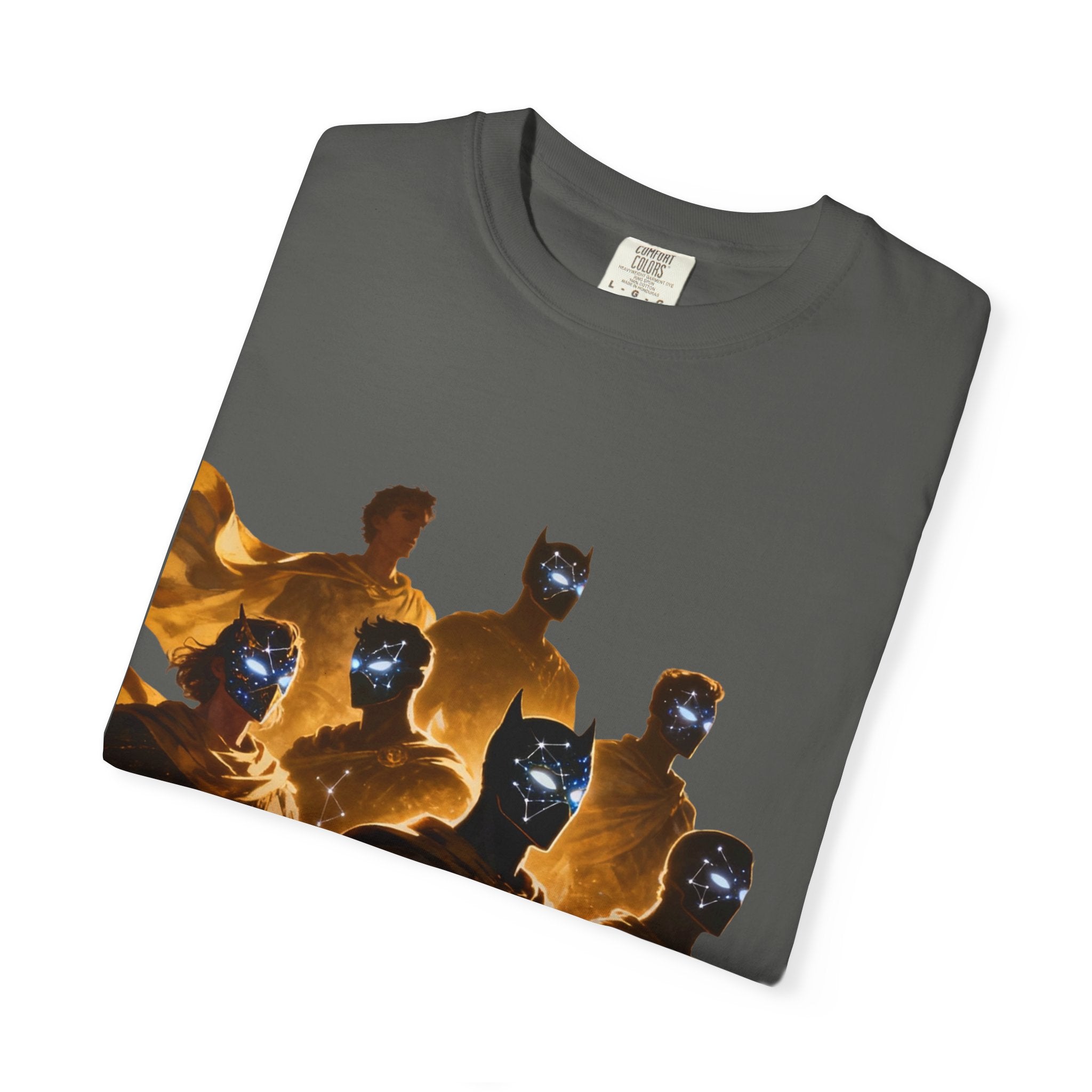 PRB Cosmic Heroes Graphic Tee (Golden Cloaks & Starry Faces) by Printify