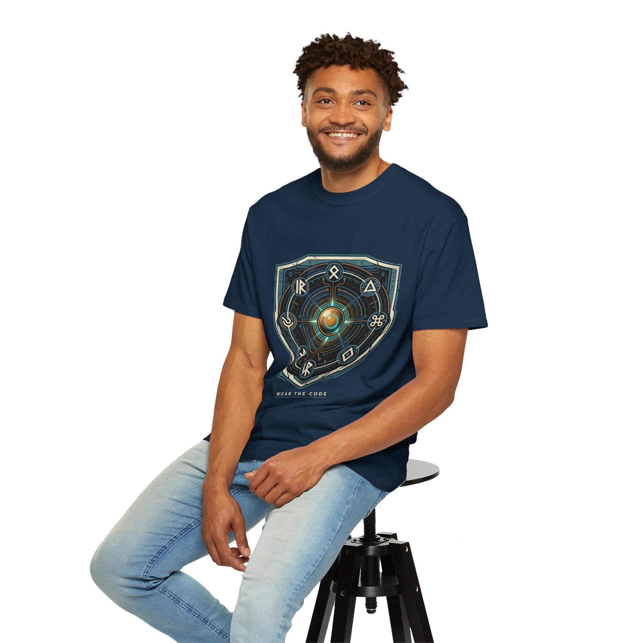 Power Runs Black PRB "Wear The Code" Mystic Shield T-Shirt — Geometric Sigil Graphic Tee by Power Runs Black