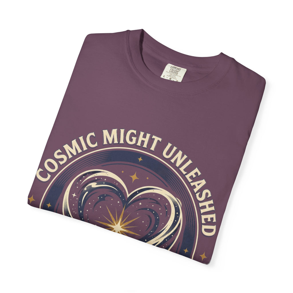 PRB Starforged Flex Cosmic Might Unleashed Heart Graphic T-Shirt — "Cosmic Might Unleashed" Astral Design by Power Runs Black