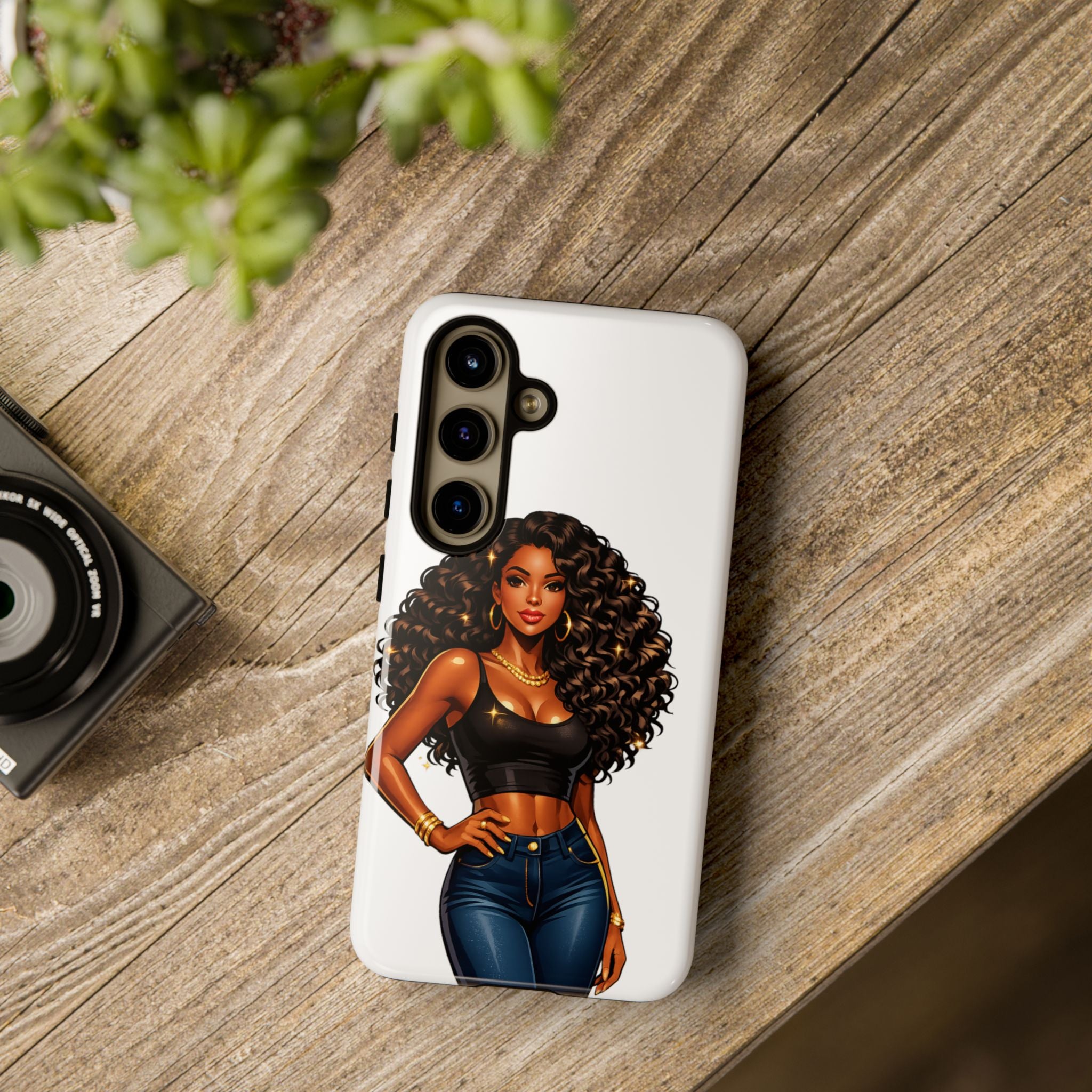 Pretty Rich Bitch by PRB Curly Hair Phone Case by Power Runs Black