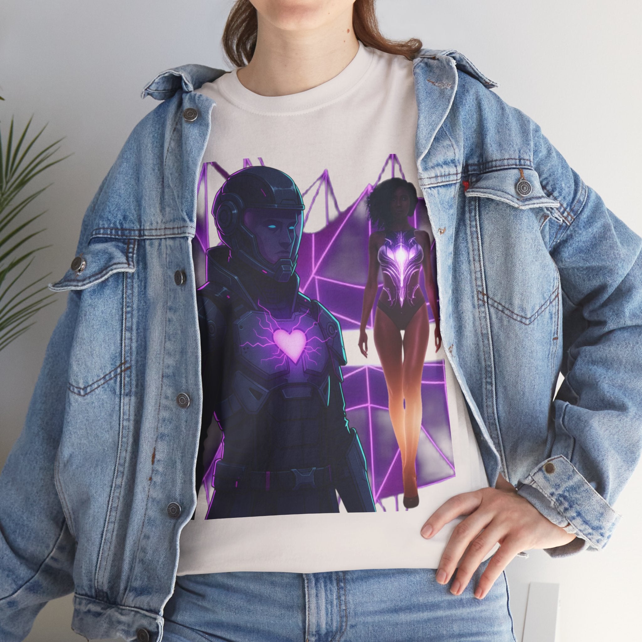 Power Run Black PRB Pretty Rich Bitch The Collection Purple Heart Cyberpunk Knight T-Shirt | Futuristic Armor Sci‑Fi Tee by Printify