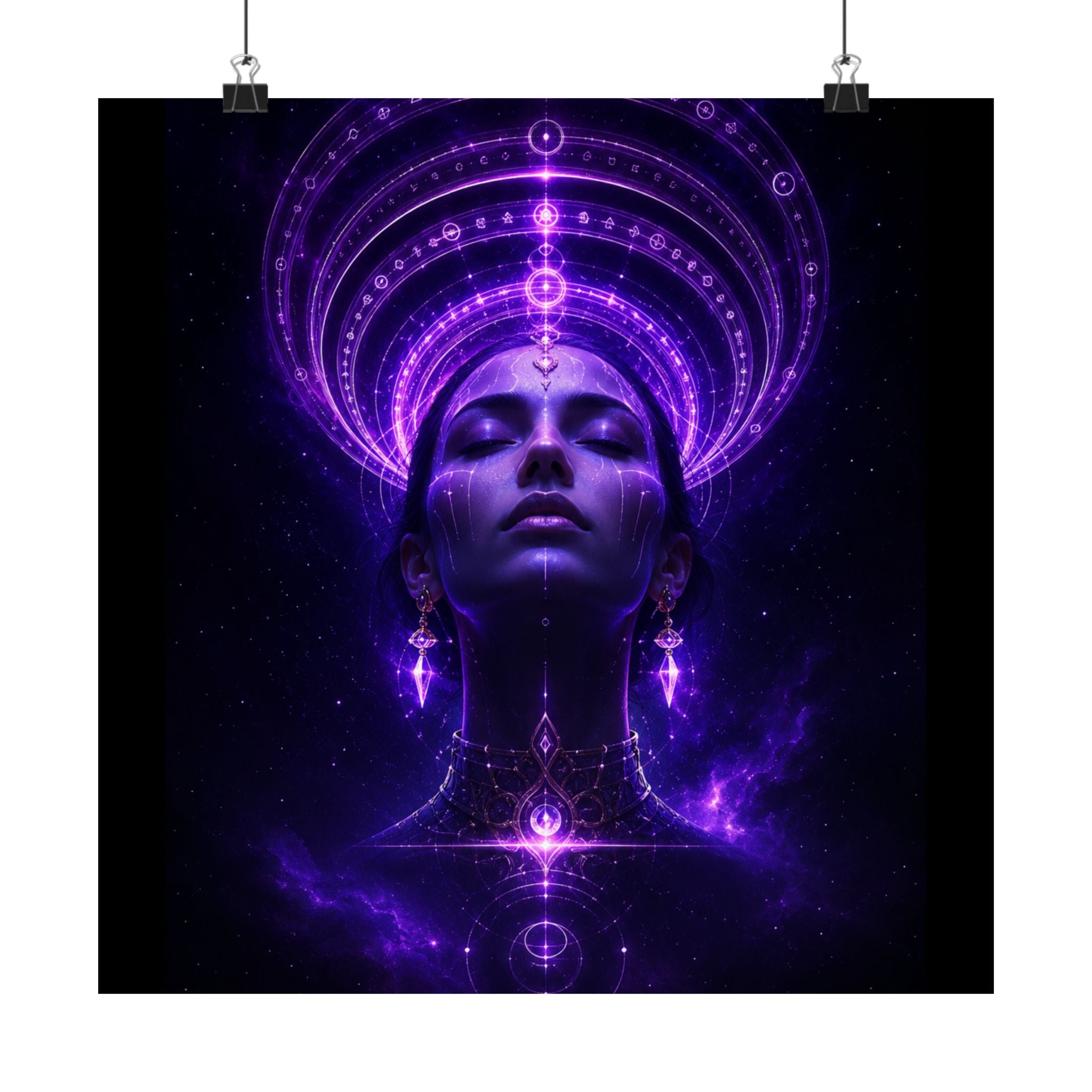 Power Runs Black Cosmic Goddess Poster — Purple Spiritual Wall Art Matte Vertical Print by Power Runs Black