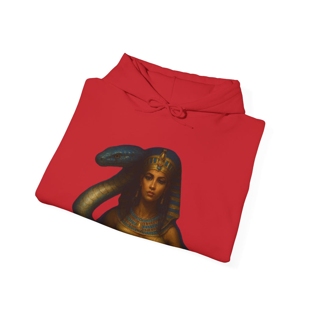 PRB Egyptian Goddess Portrait Hoodie | Serpent Headdress, Ancient Queen Art by Printify