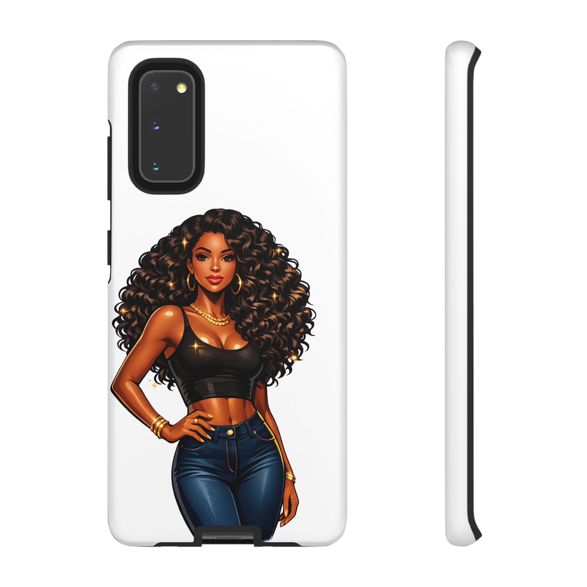 Pretty Rich Bitch by PRB Curly Hair Phone Case by Power Runs Black