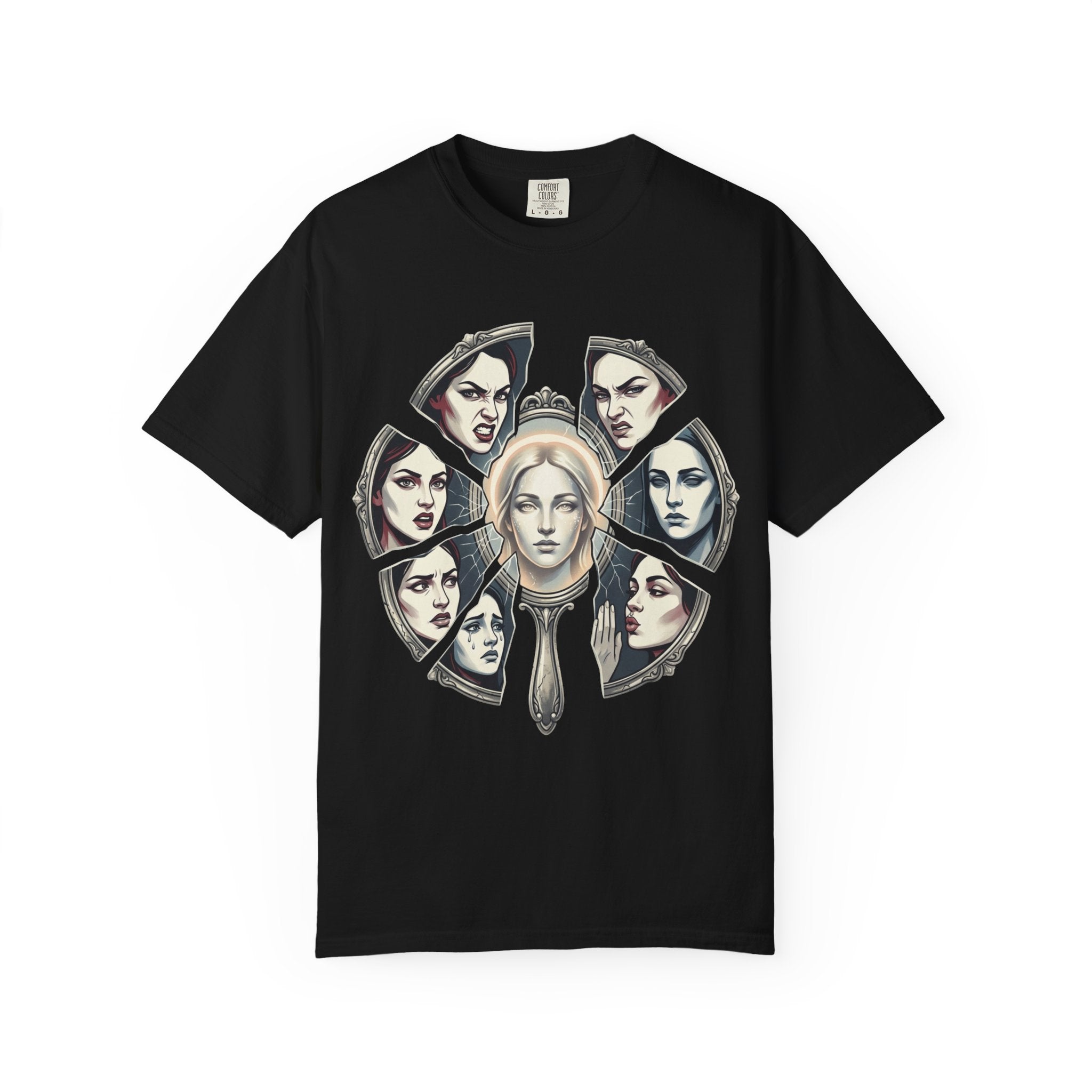 Printify PRB Seven Faces of Eve T-Shirt | Surreal Female Portrait Wheel - T-Shirt
