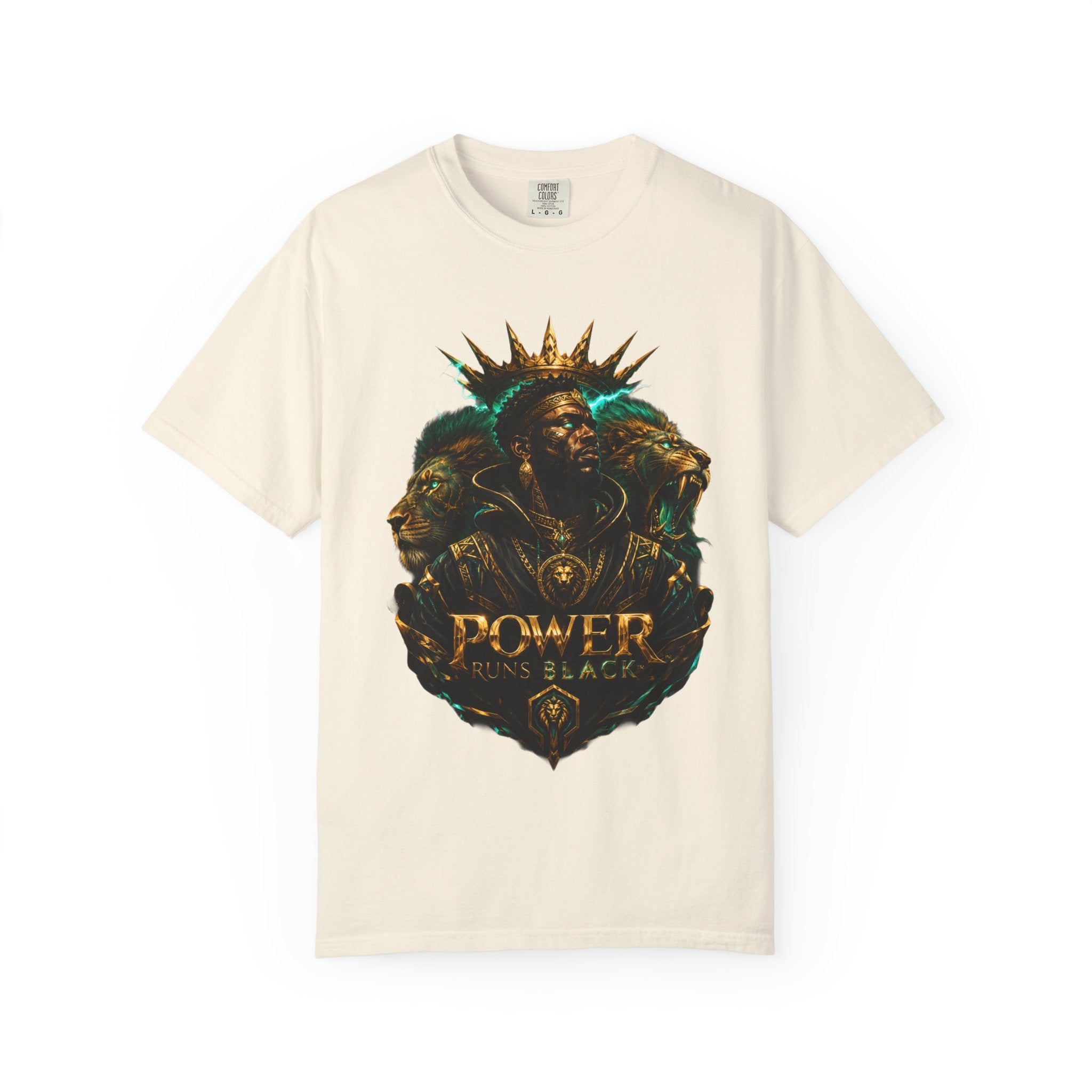 Power Runs Black PRB Green Angel Graphics Tee by Power Runs Black