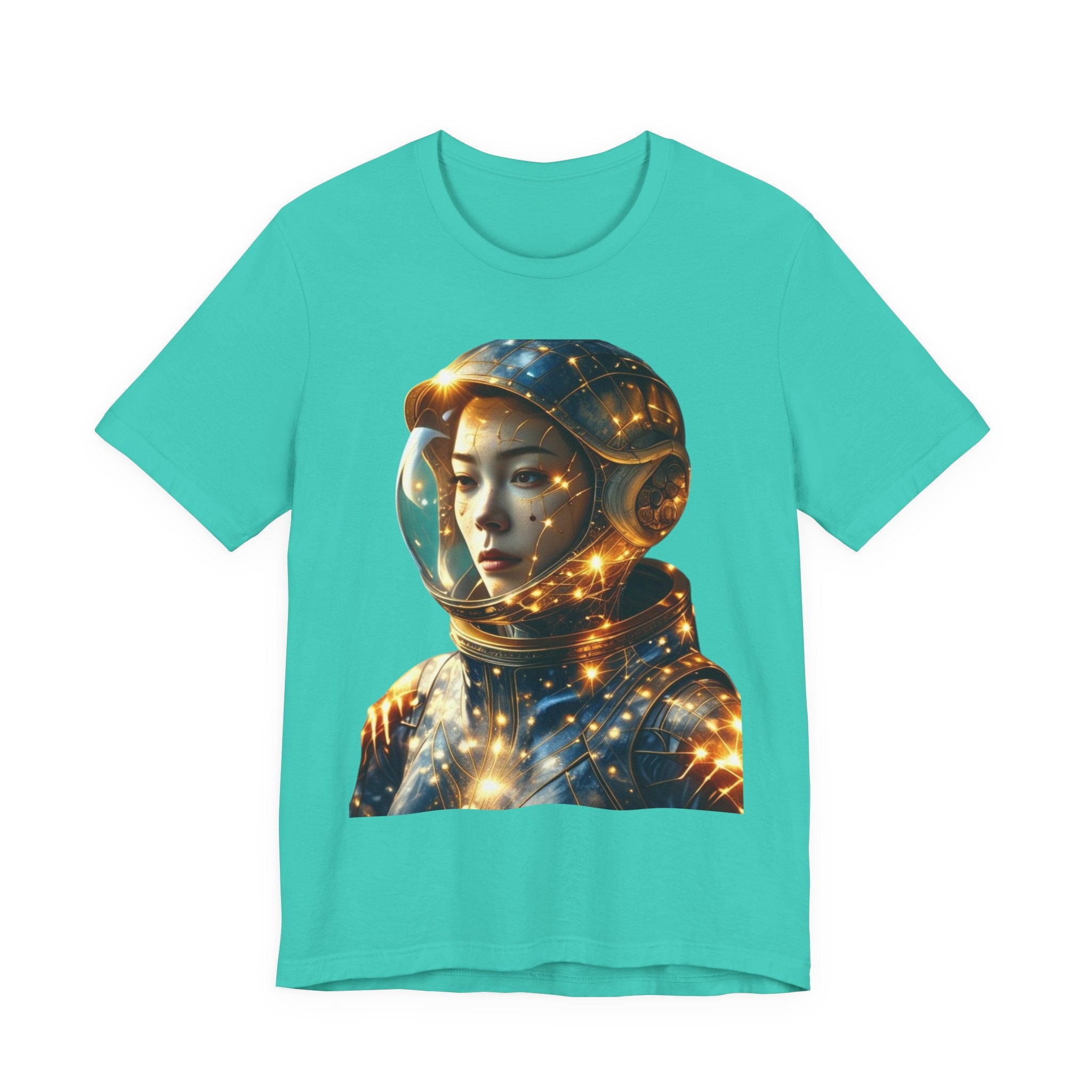PRB Astronaut Portrait Tee — Starry Cosmic Helmet Graphic T-Shirt by Power Runs Black
