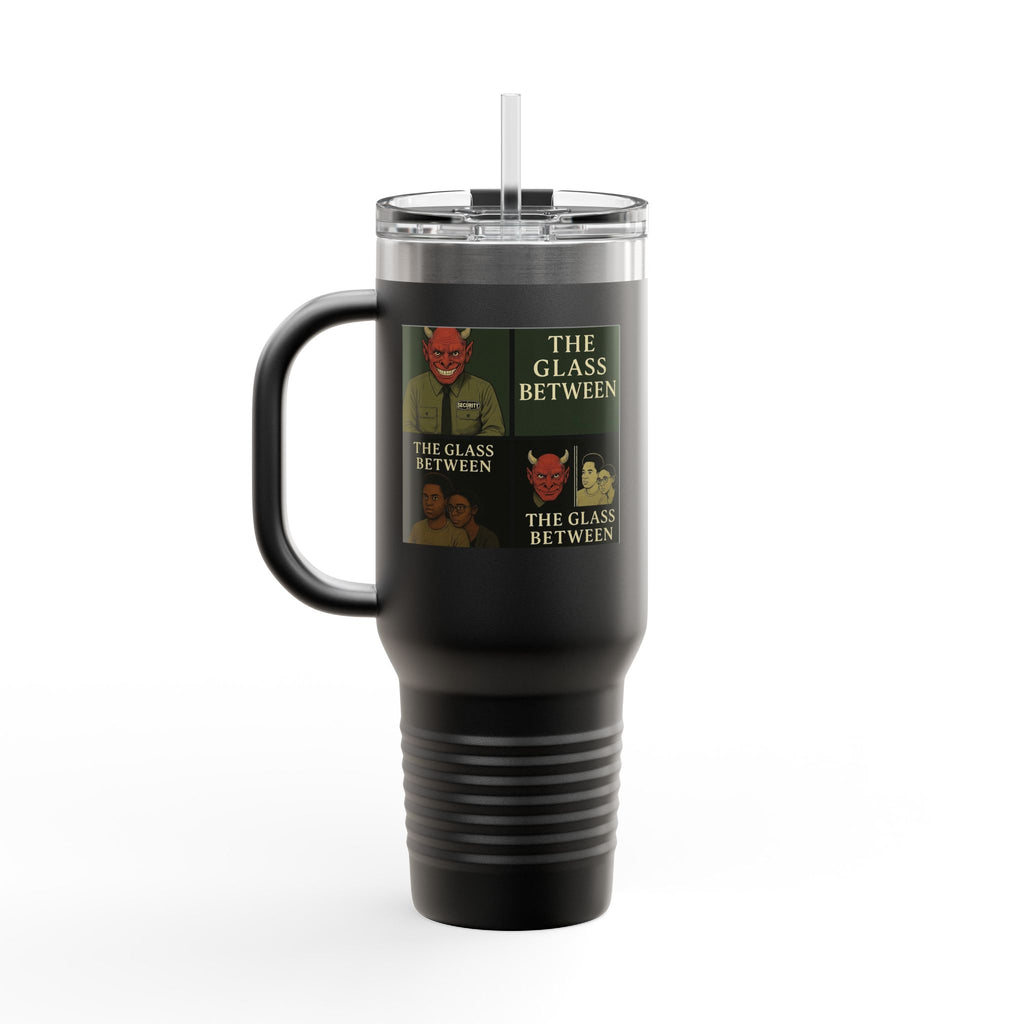 PRB The Glass Between collage travel mug | 40oz insulated tumbler by Printify