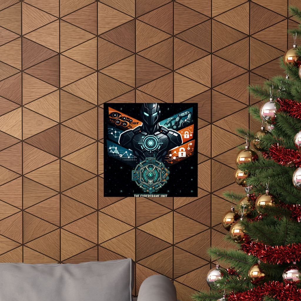 Power Runs Black Cyberframe Unit Sci‑Fi Poster — Matte Vertical by Power Runs Black