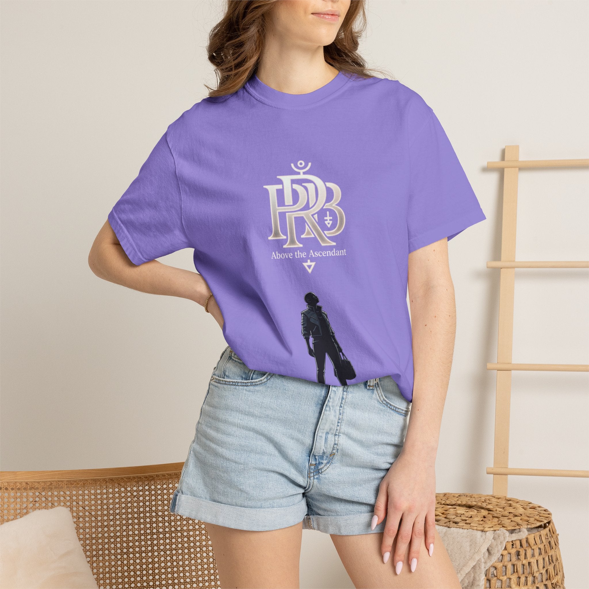 Printify Silhouette Logo T‑Shirt — Minimalist Dressed Figure & PRD Monogram - T-Shirt