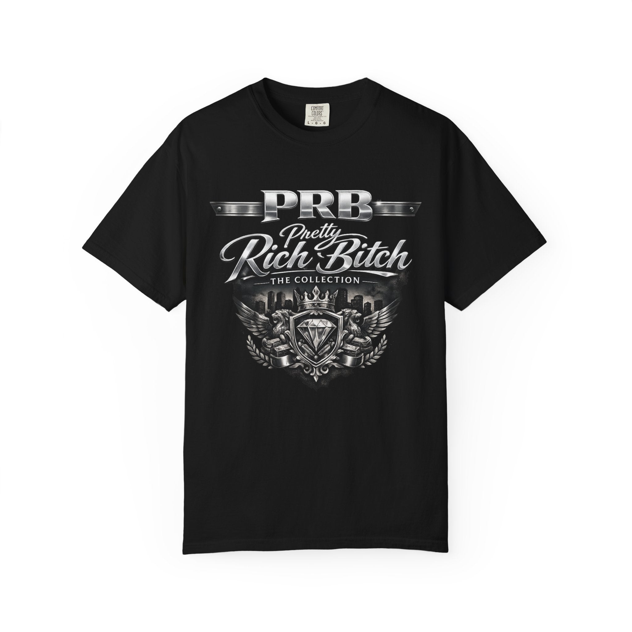 PRB Rebel Biker Crest T-Shirt | Vintage Motorcycle Emblem Tee by Power Runs Black