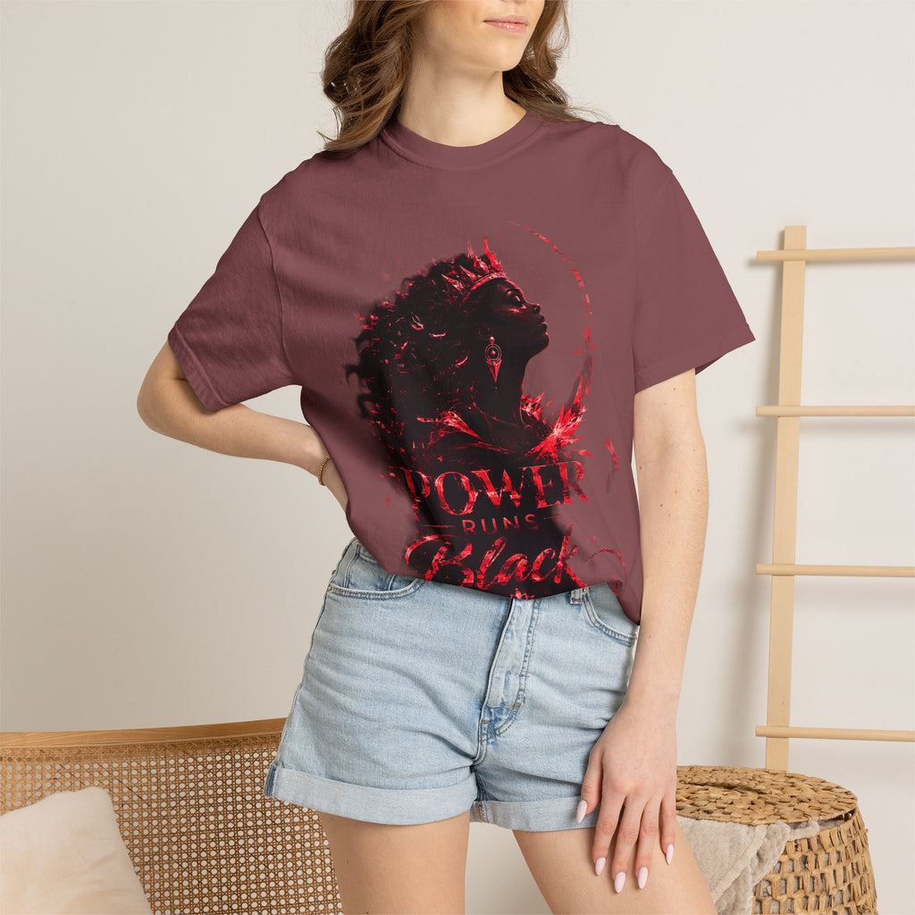 Power Runs Black Crown T-Shirt | Gothic Silhouette Artwork by Power Runs Black