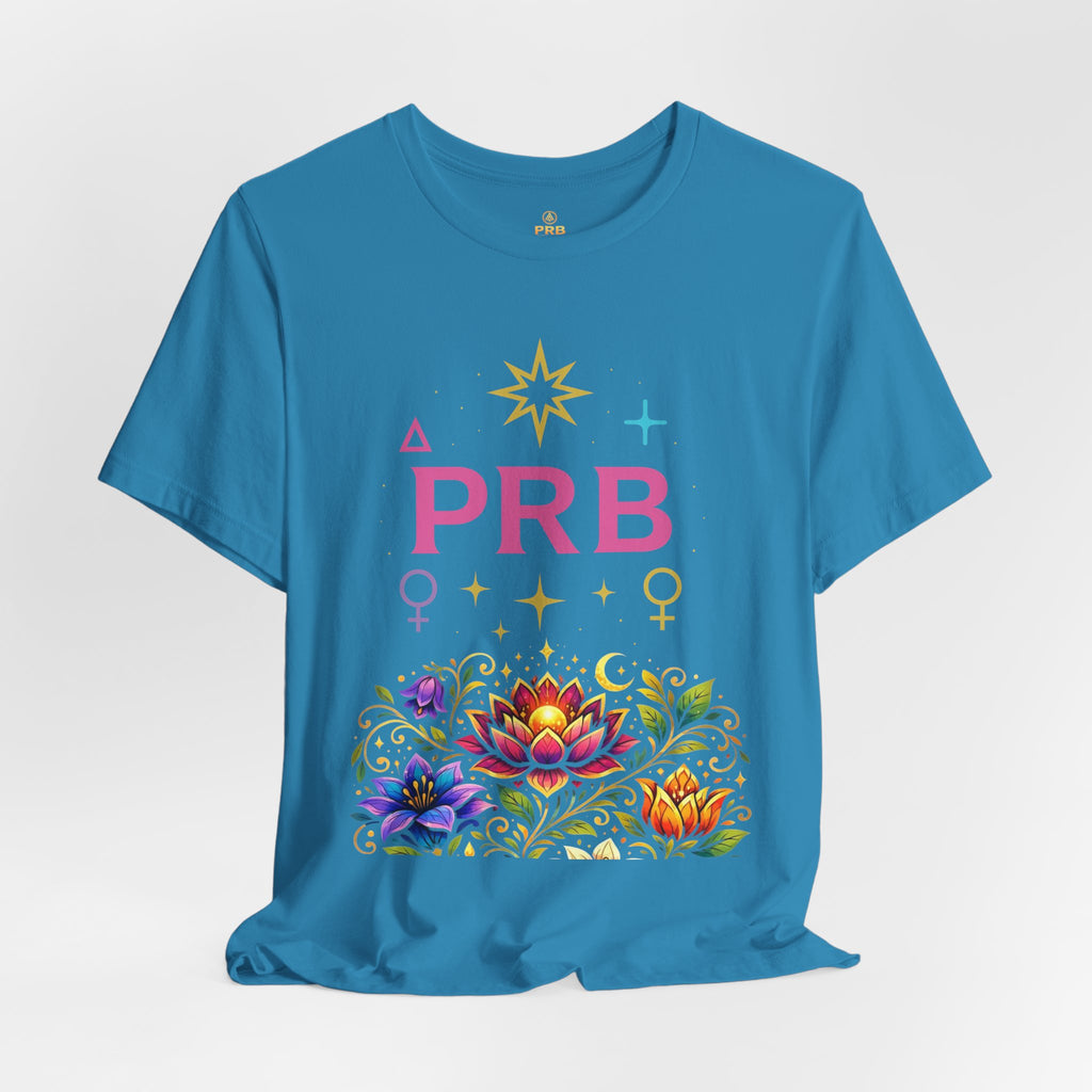 Pretty Rich Bitch The Collection by PRB Floral Lotus T‑Shirt — Colorful Spiritual Symbol Tee by Power Runs Black