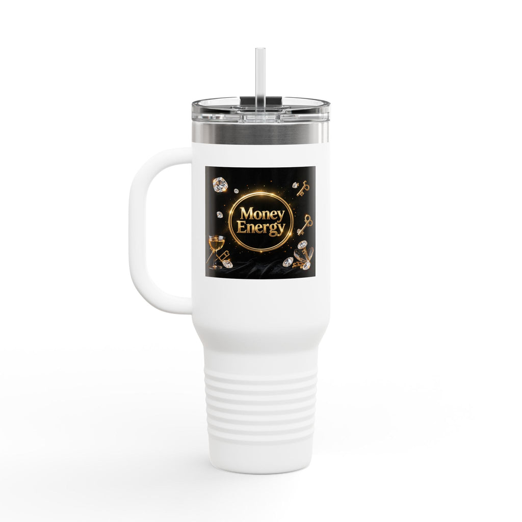 PRB 40oz Insulated Travel Mug — "Money Energy" Motivational Design by Printify