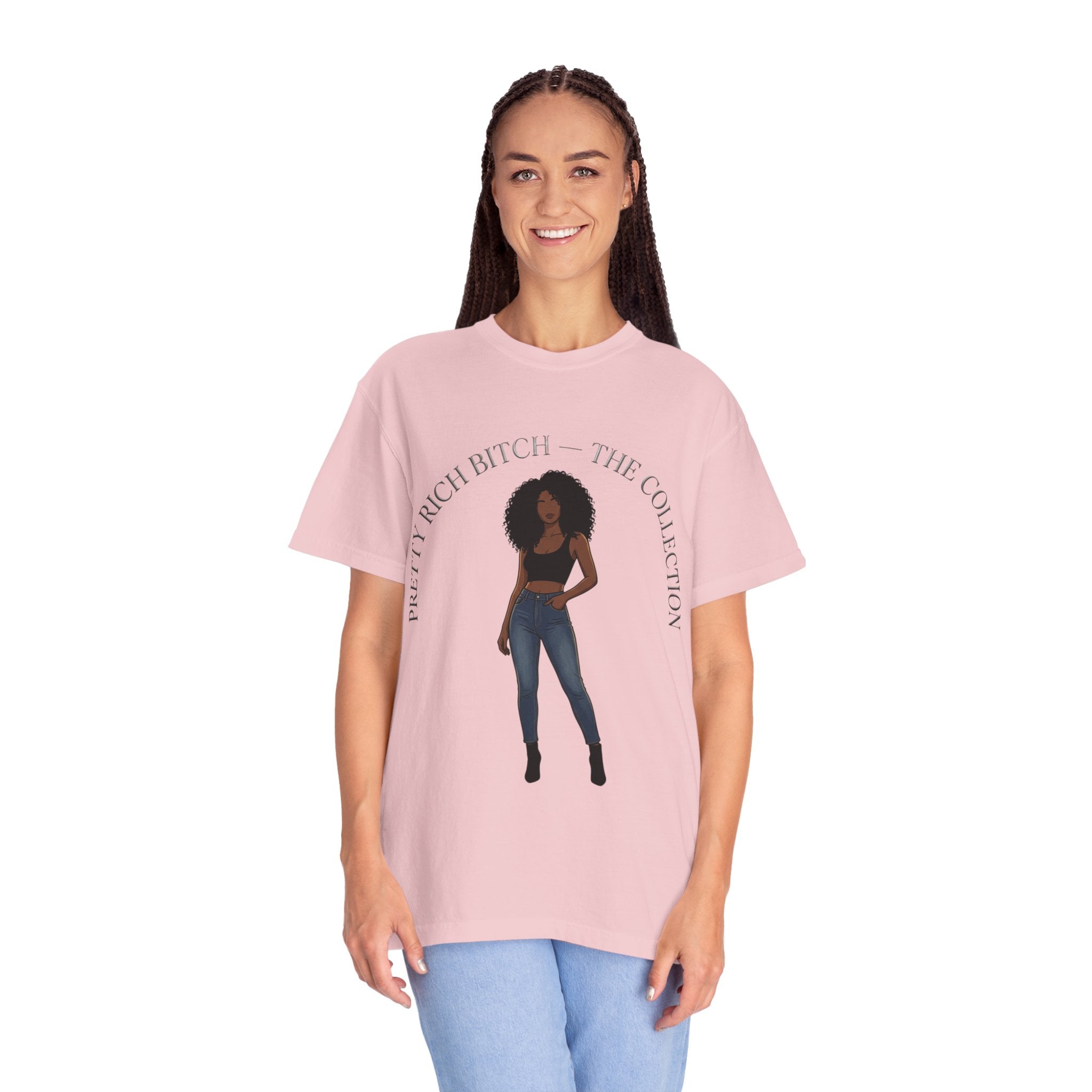 Pretty Rich Bitch The Collection by PRB Graphic Tee (Afro Curly Woman) by Power Runs Black